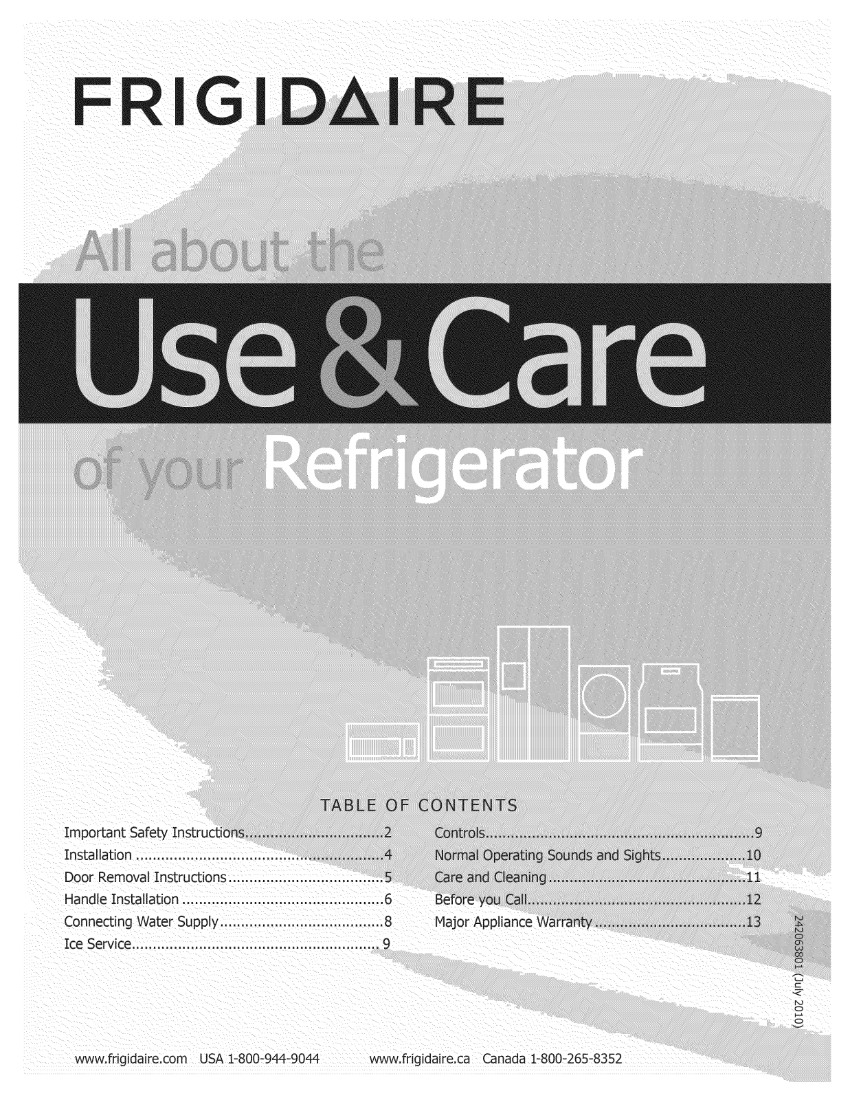 Frigidaire LGUI2149LF1, FFTR2126NQ7, NFTR18X4LS2 Owner’s Manual