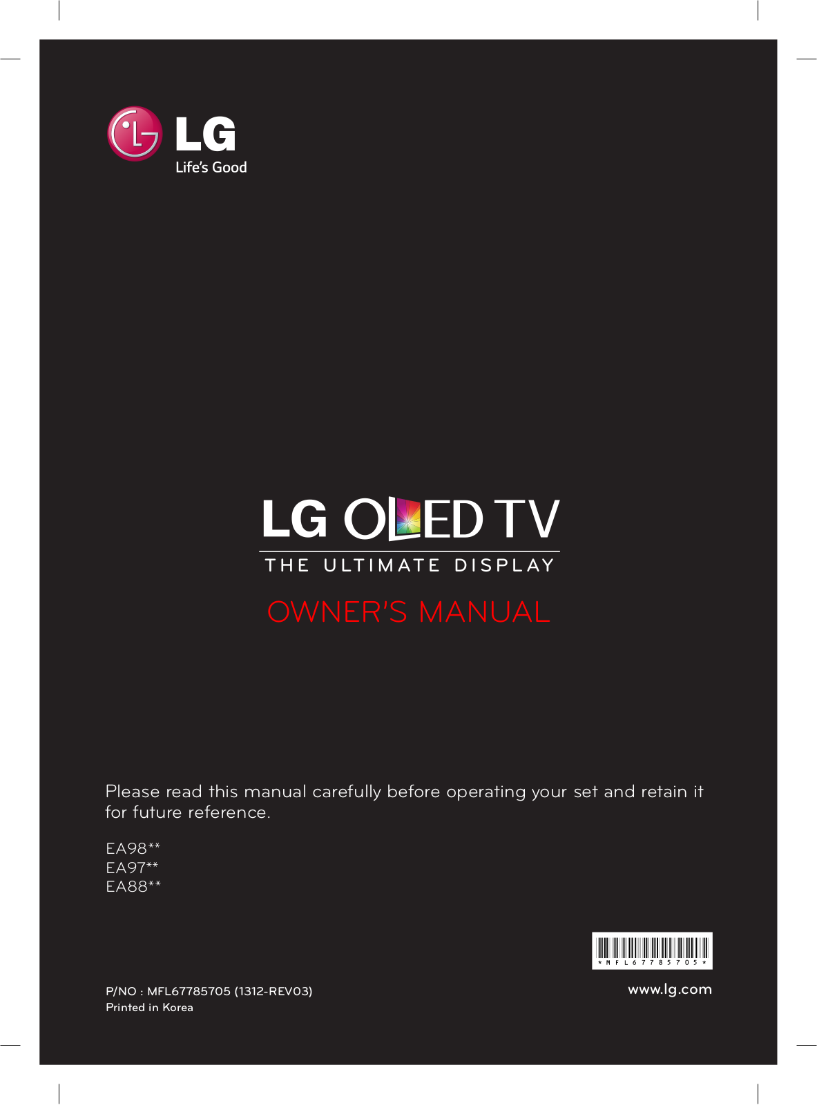 LG 55EA9709, 55EA8809 User Manual