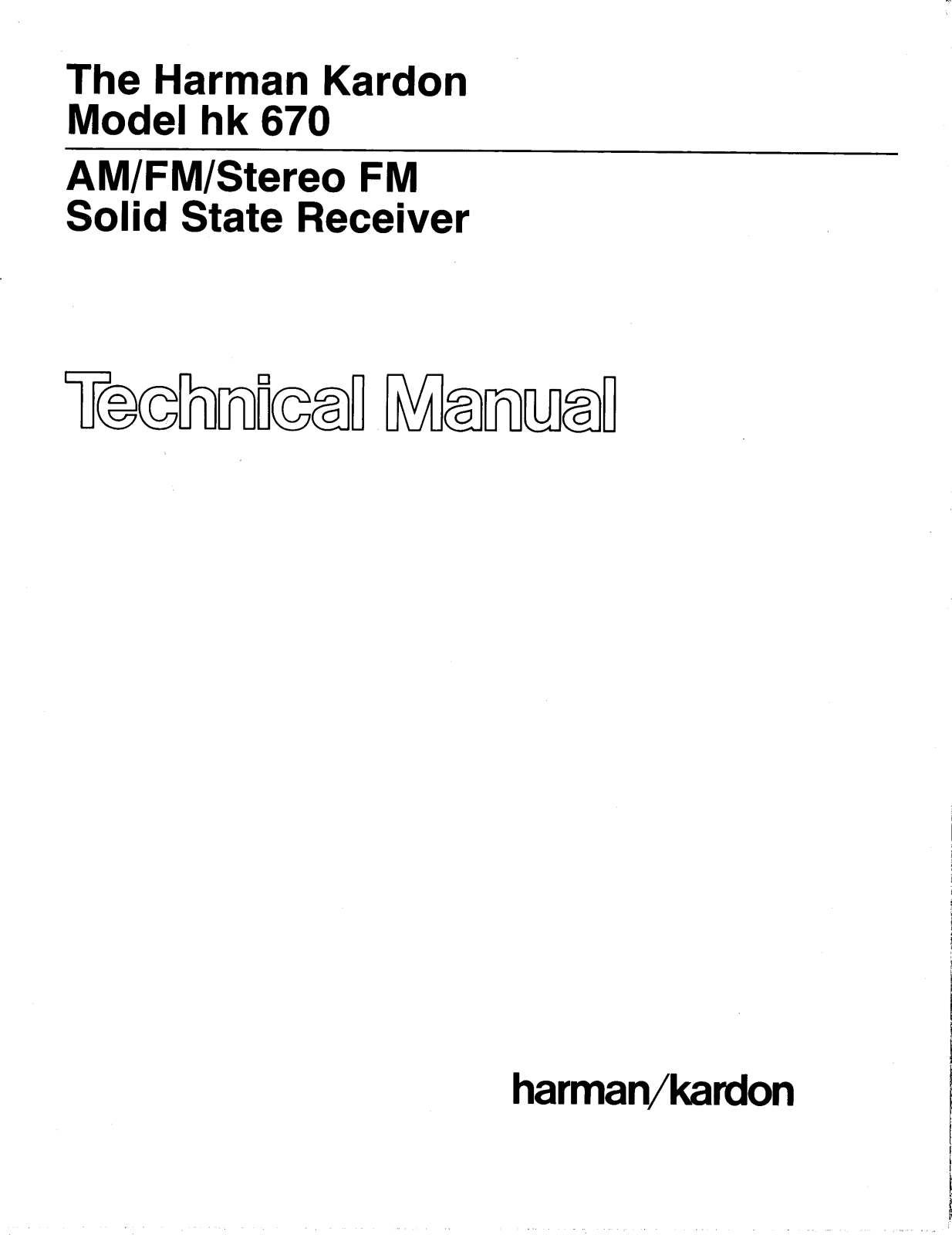 Harman Kardon HK-670 Service manual