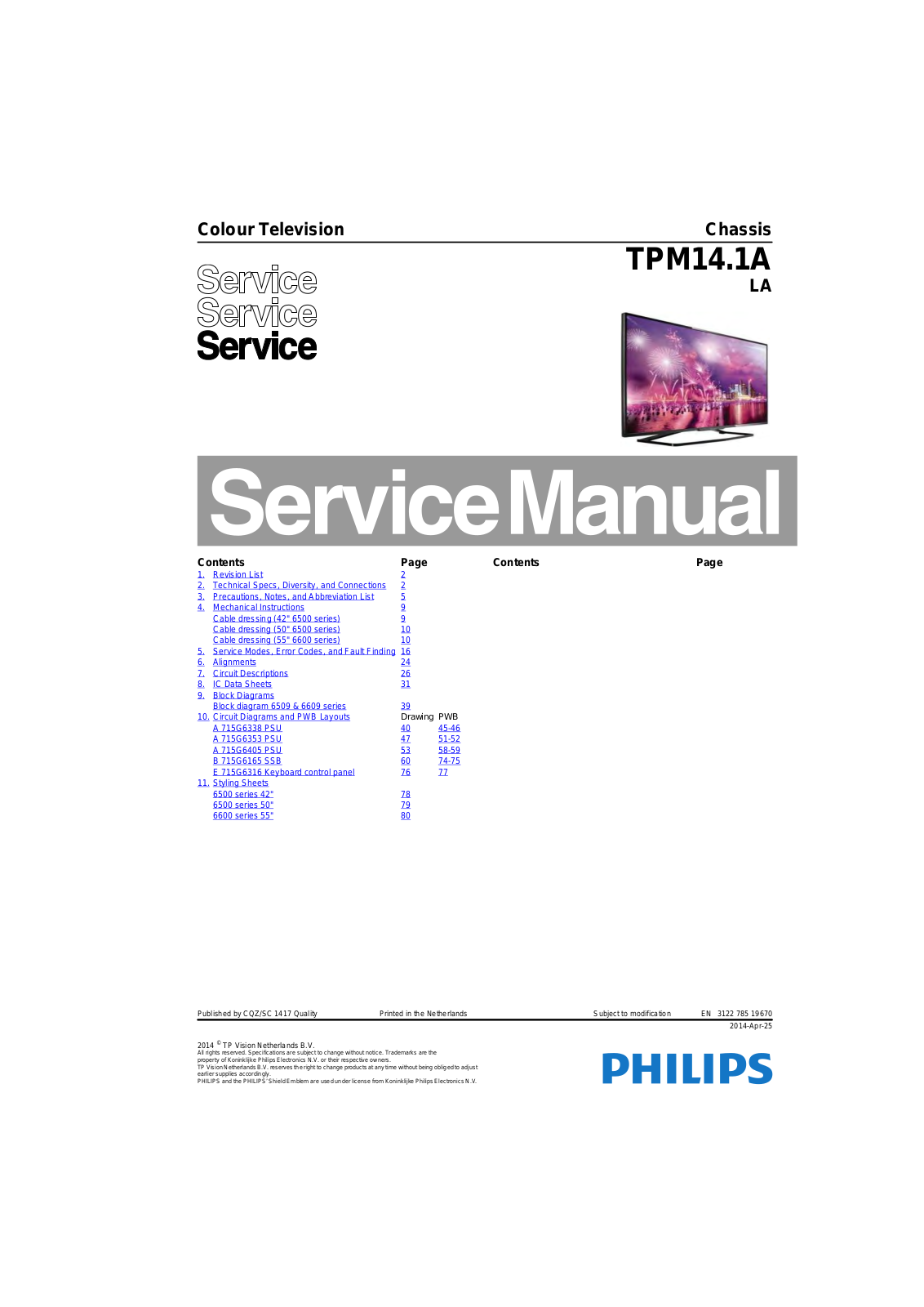 Philips 42PFT6509/56 Schematic