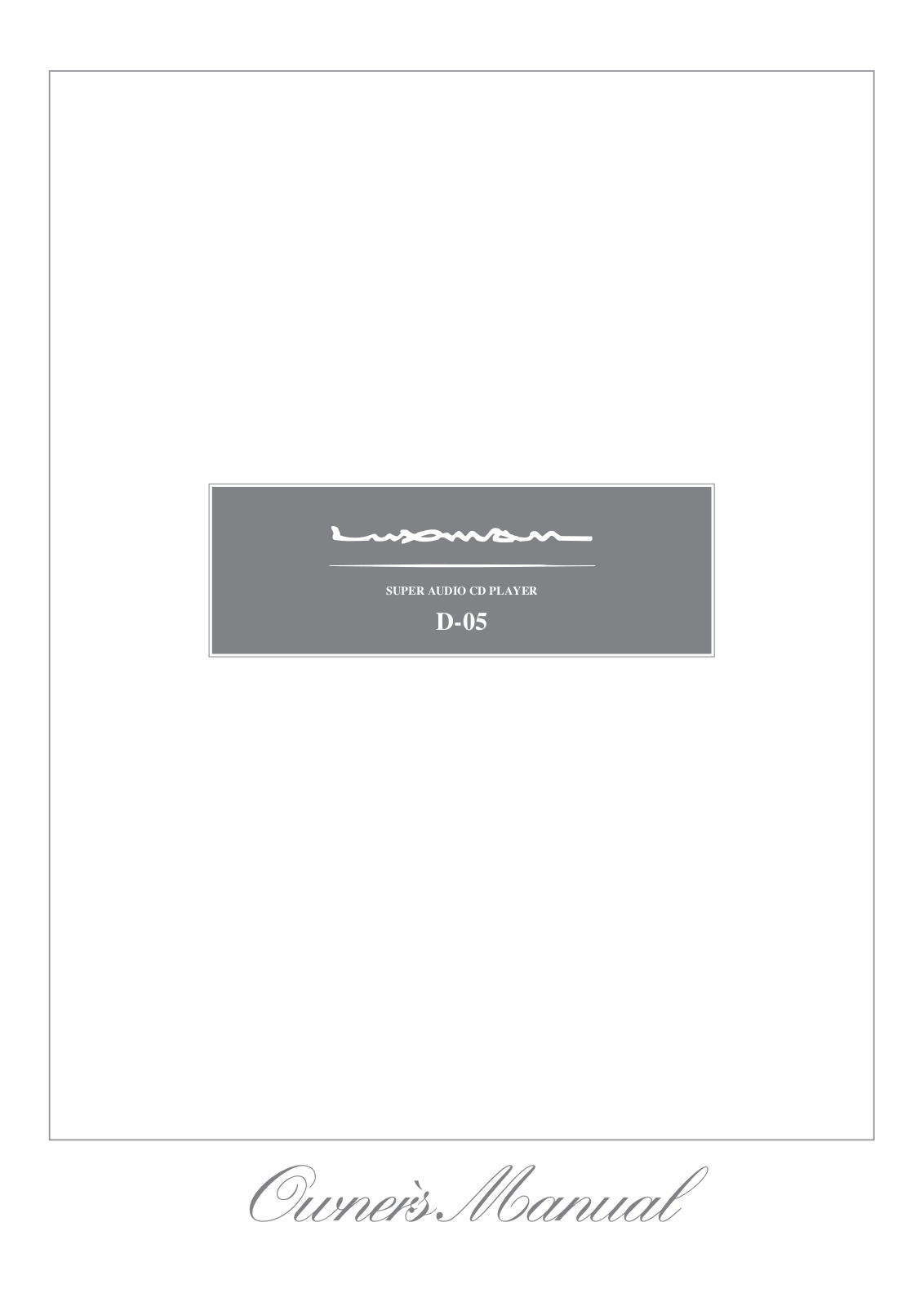 Luxman D-05 Owners Manual