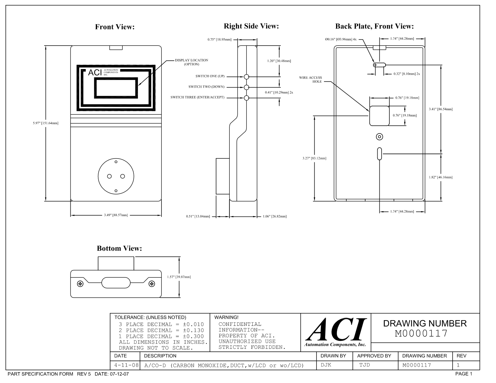 ACI-Automation Components CO-D Reference Drawing