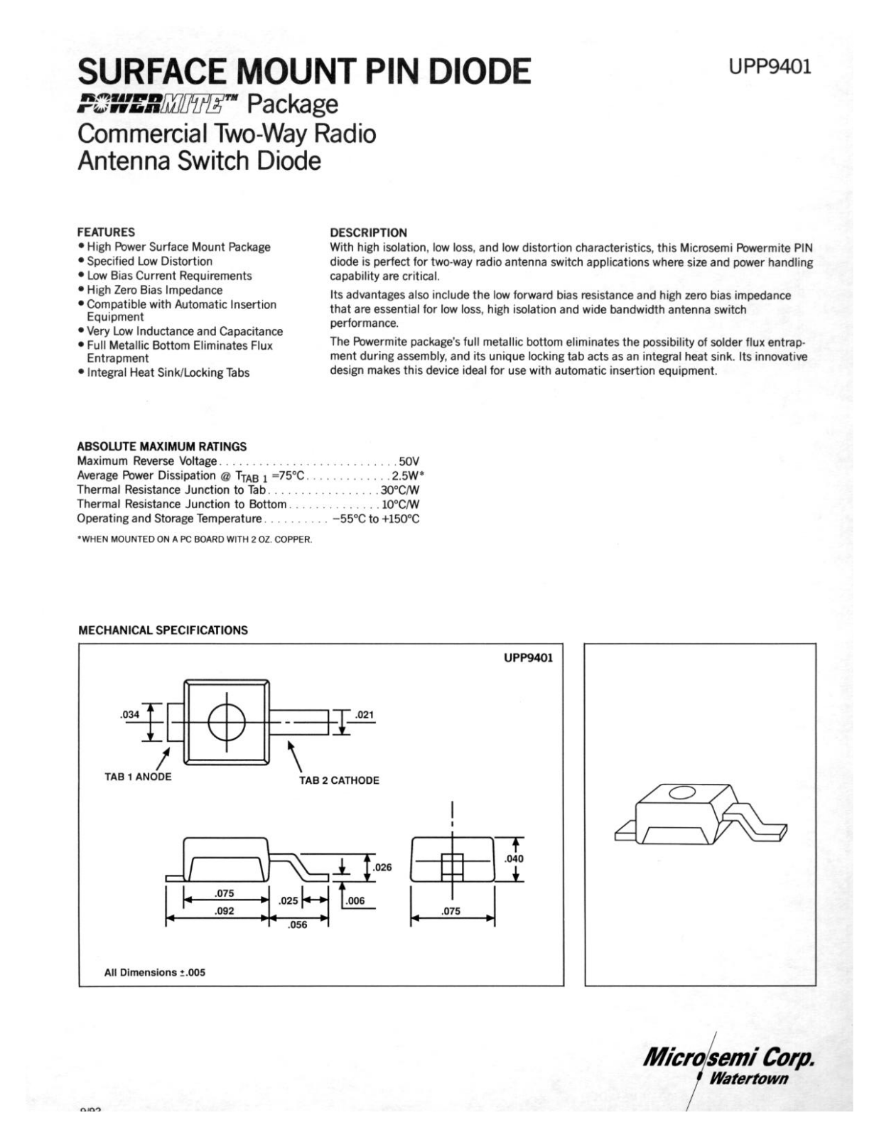 Microsemi UPP9401 Datasheet