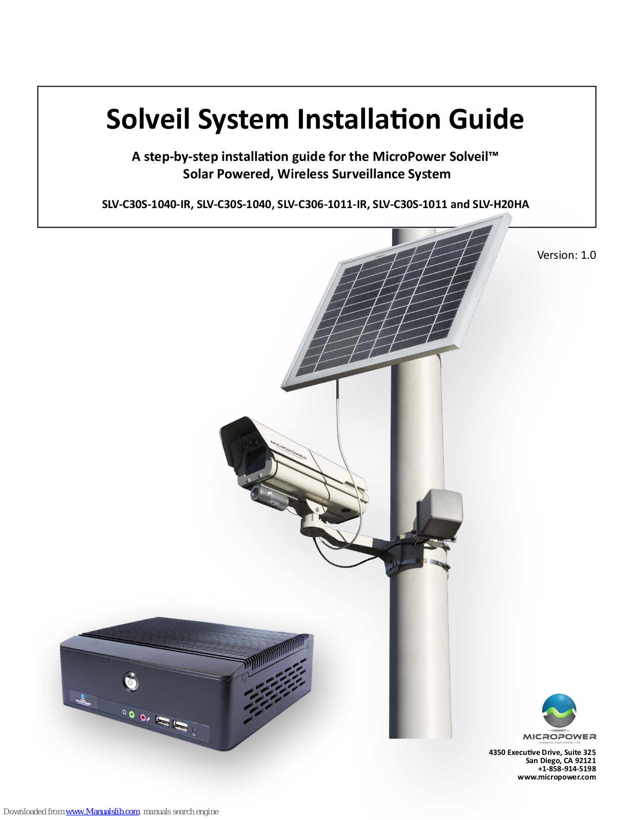 MicroPower SLV-C30S-1040-IR, SLV-C30S-1040, SLV-C306-1011-IR, SLV-C30S-1011, SLV-H20HA Installation Manual