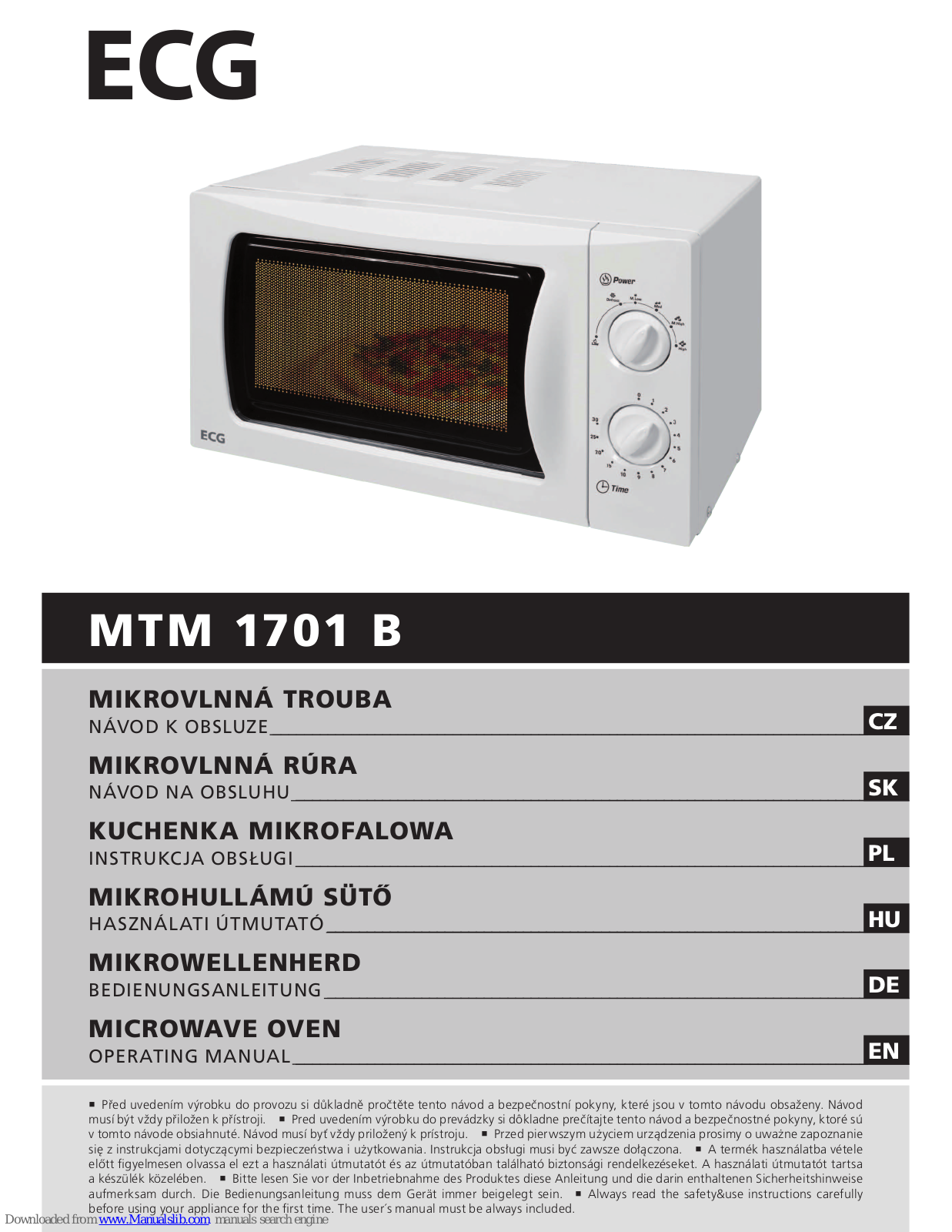 ECG MTM 1701 B Operating Manual