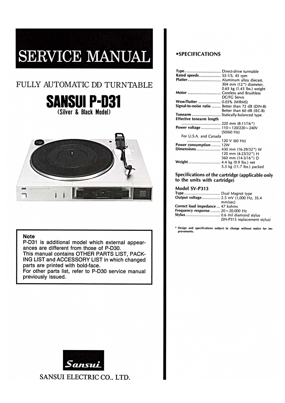 Sansui P-D31 Service Manual