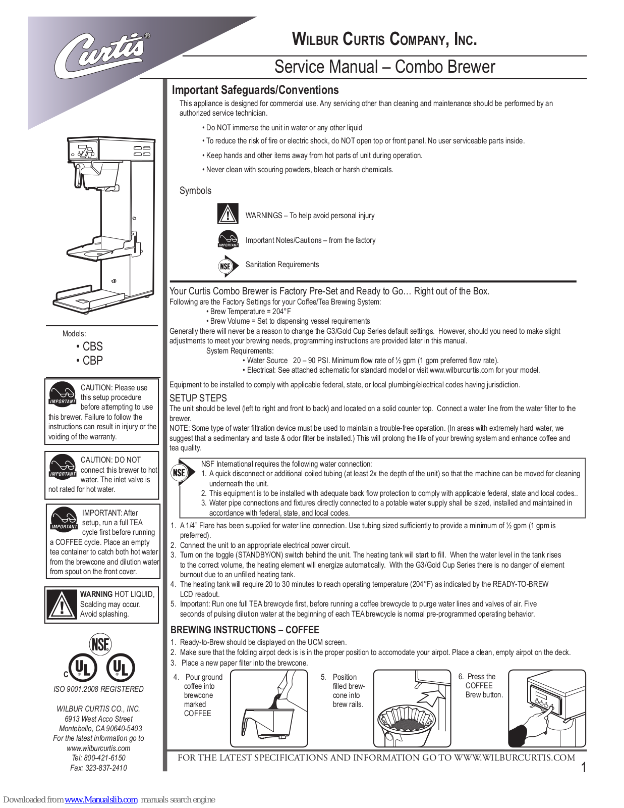 Curtis CBS, CBP Service Manual