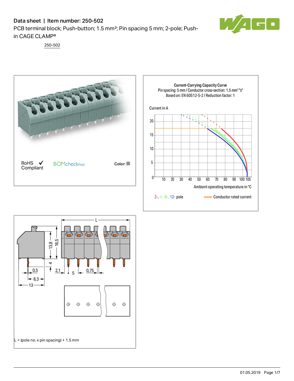 Wago 250-502 Data Sheet