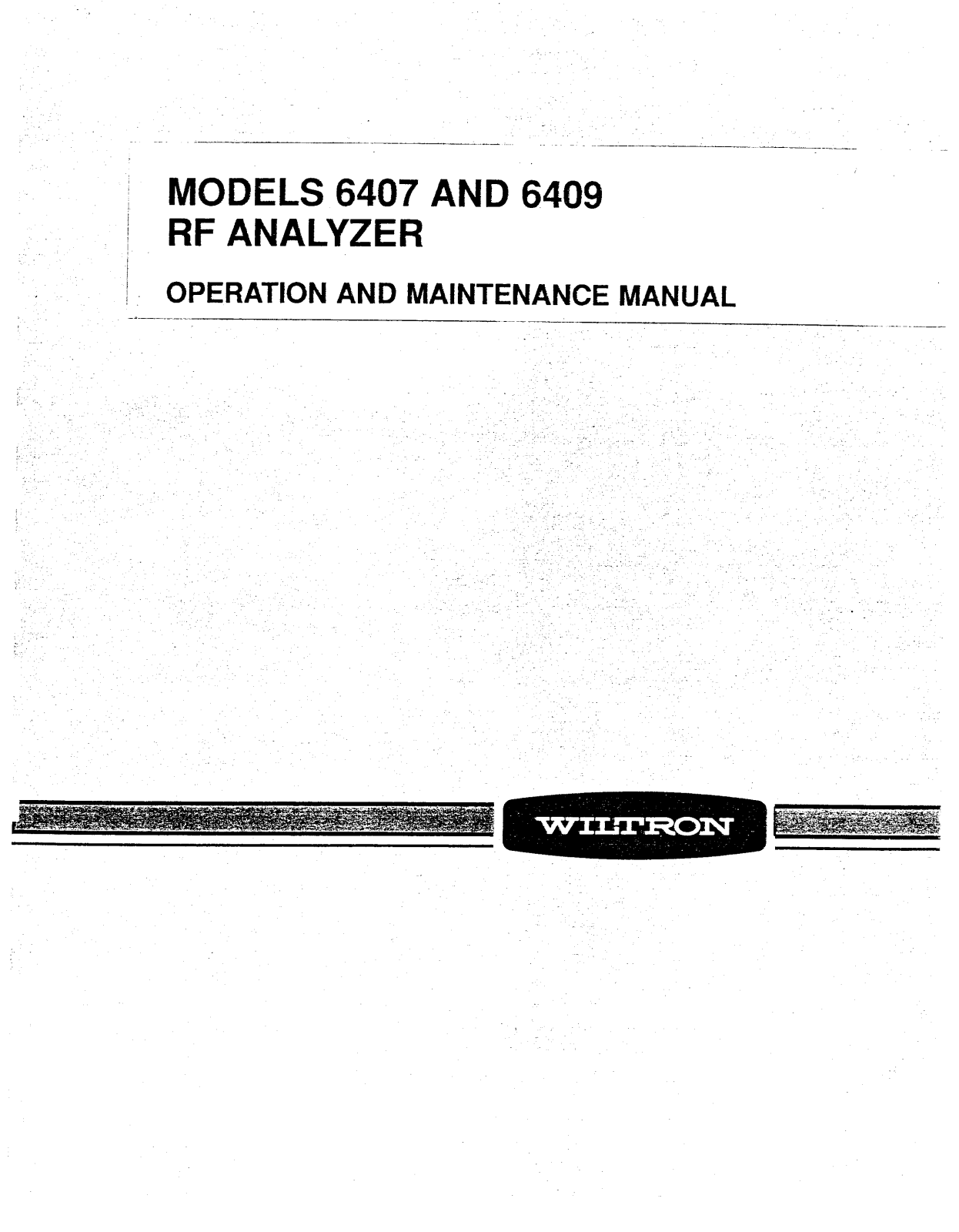 Wiltron 6409, 6407 Service manual