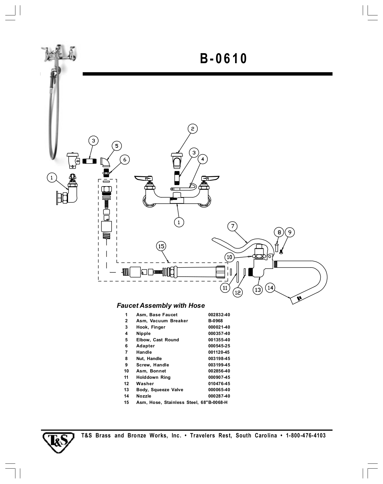 T & S Brass & Bronze Works B-0610 Part Manual