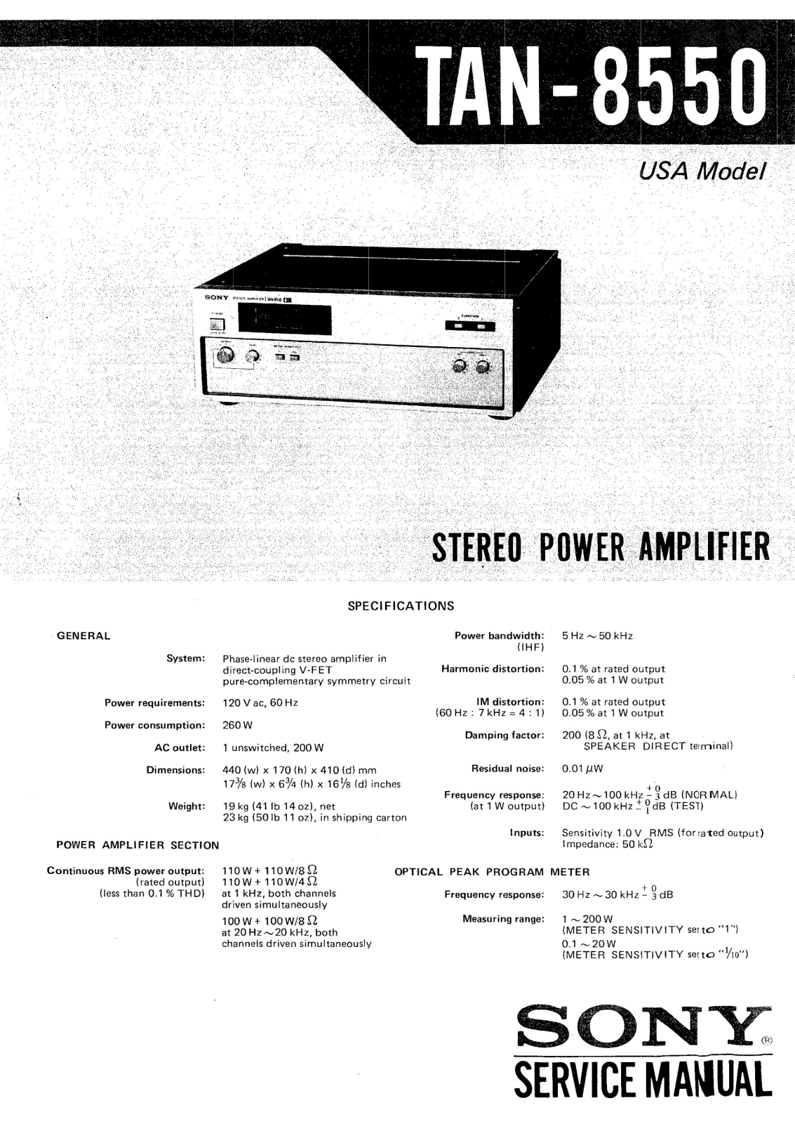 Sony TAN-8550 Service manual