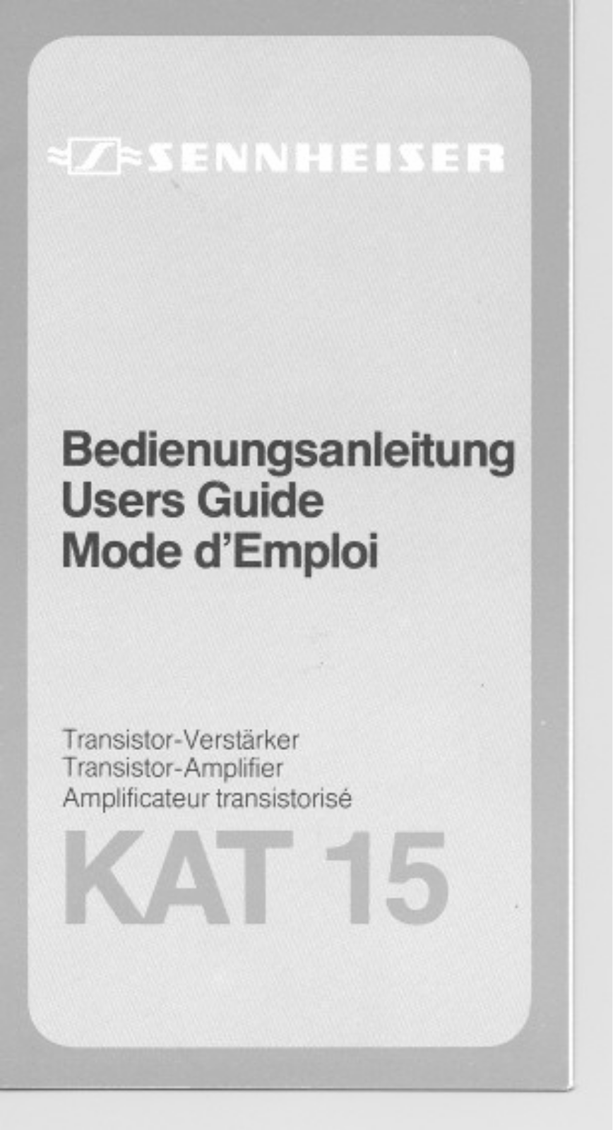 Sennheiser KAT 15 User Manual