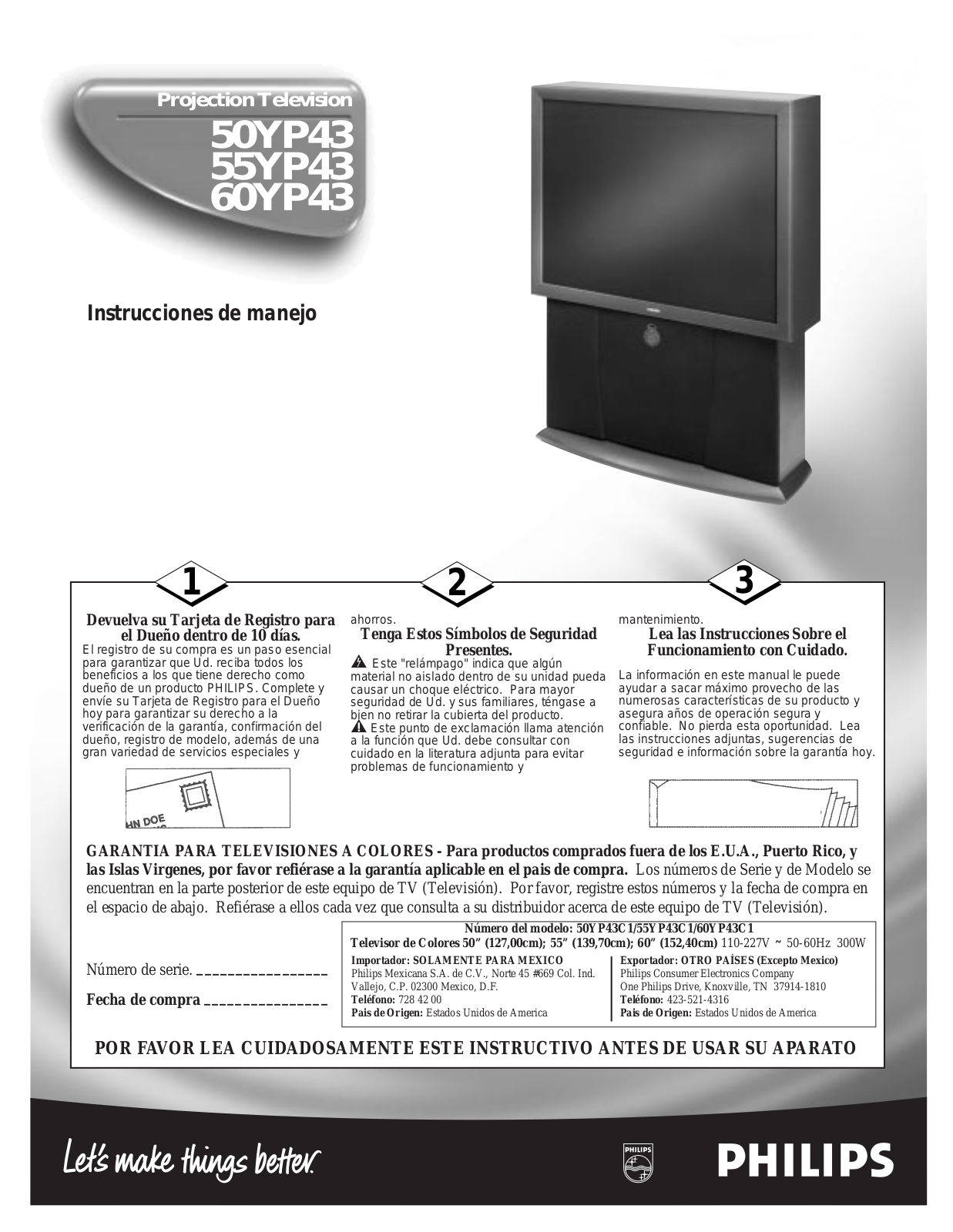 Philips 50YP43C/78R User Manual