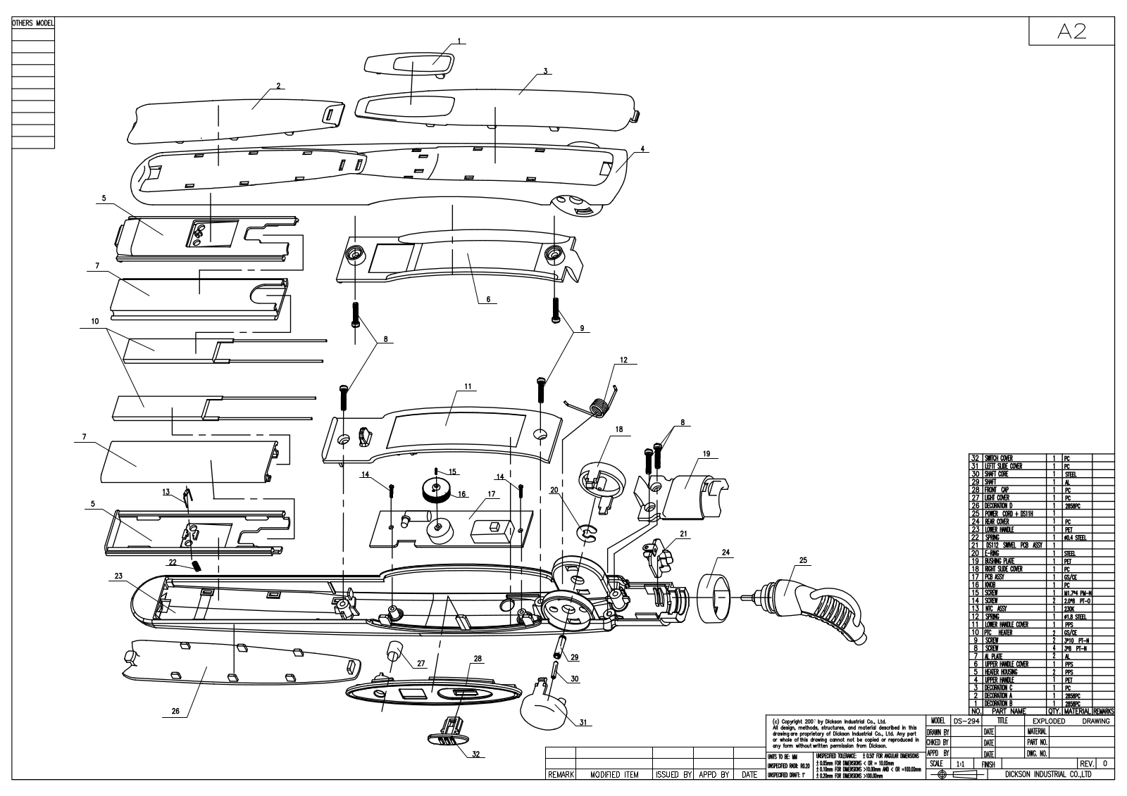 Vitek DS294 exploded drawing