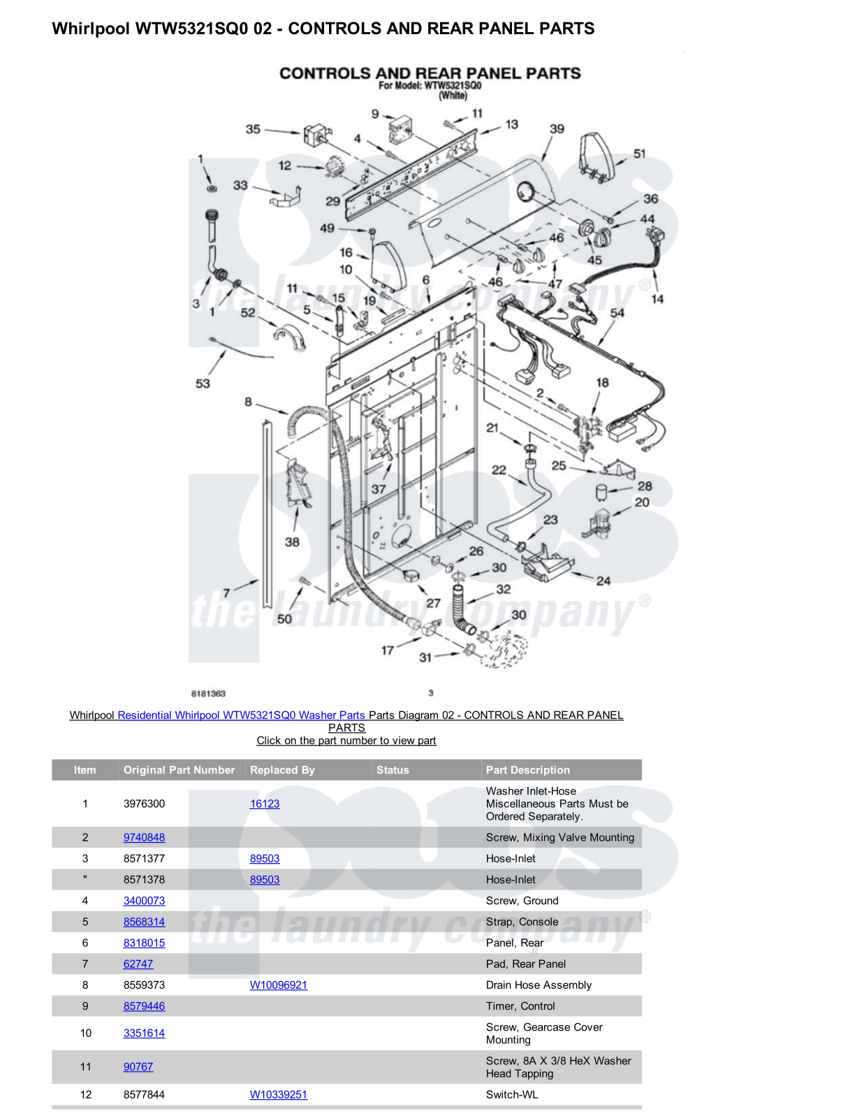 Whirlpool WTW5321SQ0 Parts Diagram