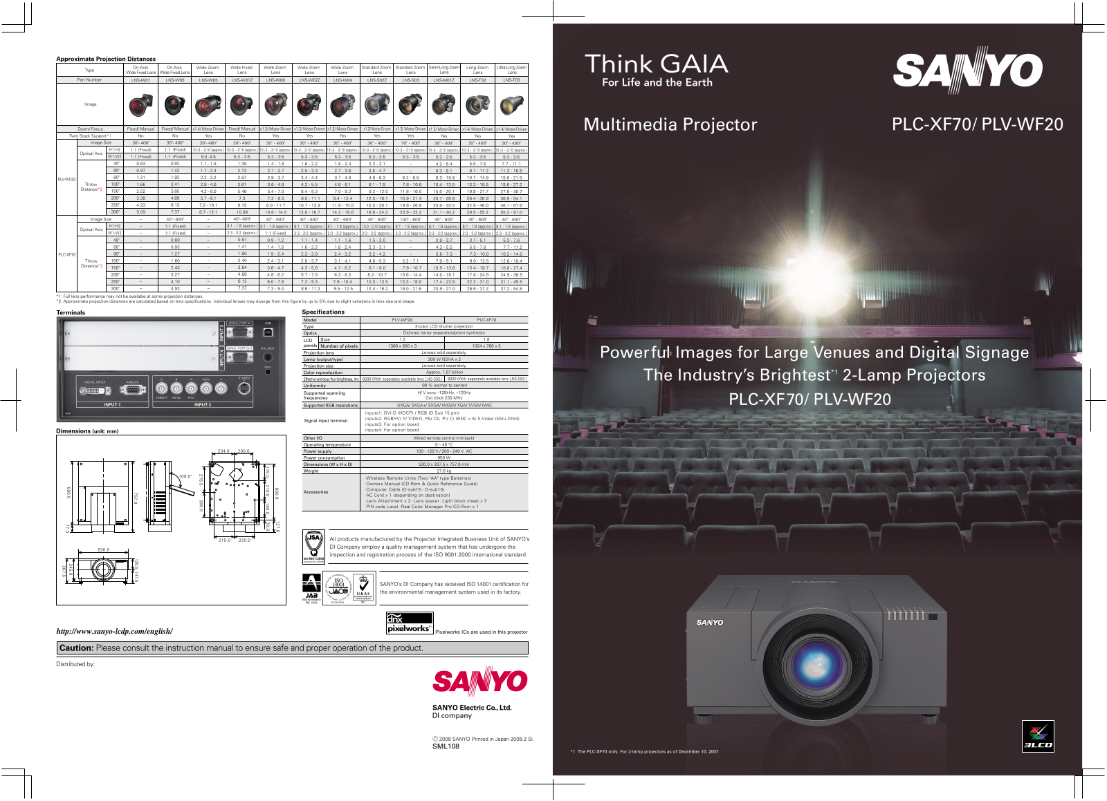 Sanyo PLC-XF70, PLC-WF70 Specifications - ManualMachine.com