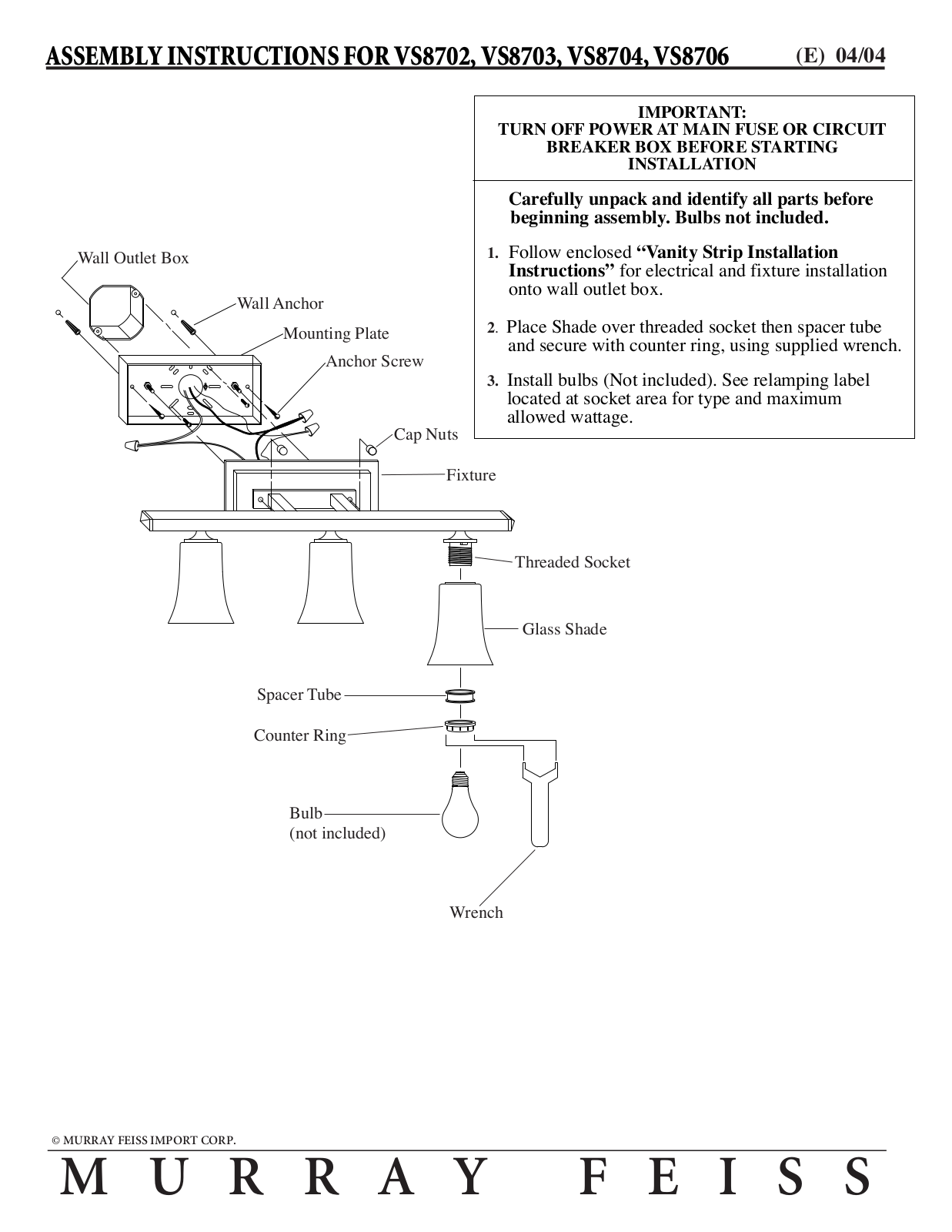 Feiss VS8706 User Manual