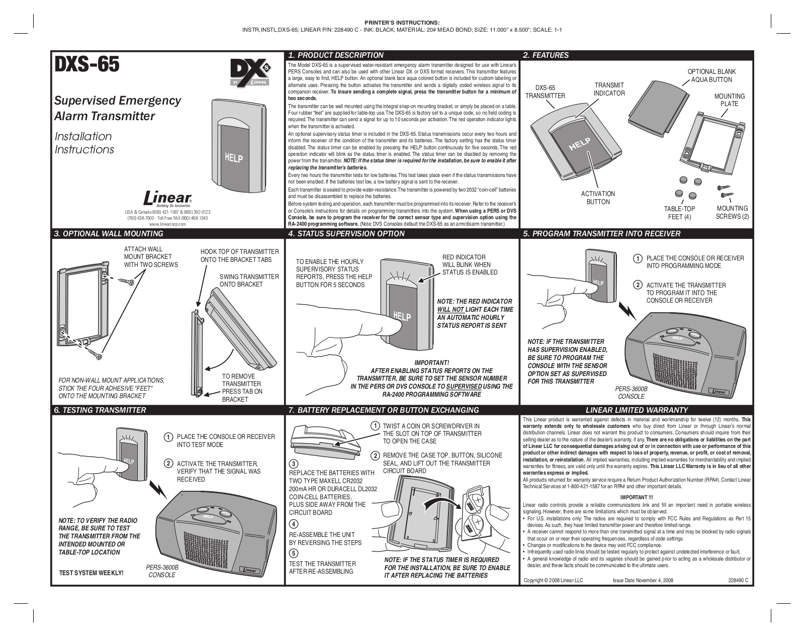 Linear DXS-65 User Manual