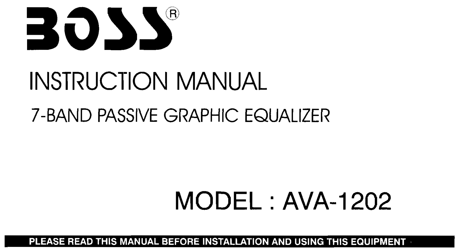 BOSS AVA-1202 User Manual