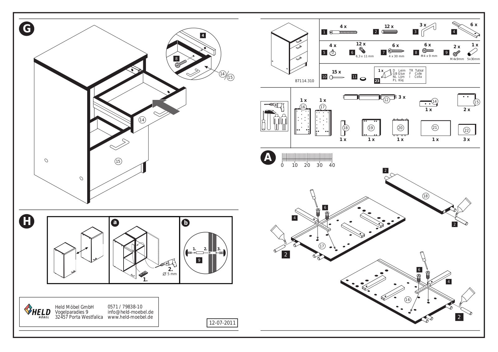 HELD MOBEL Toronto Assembly instructions