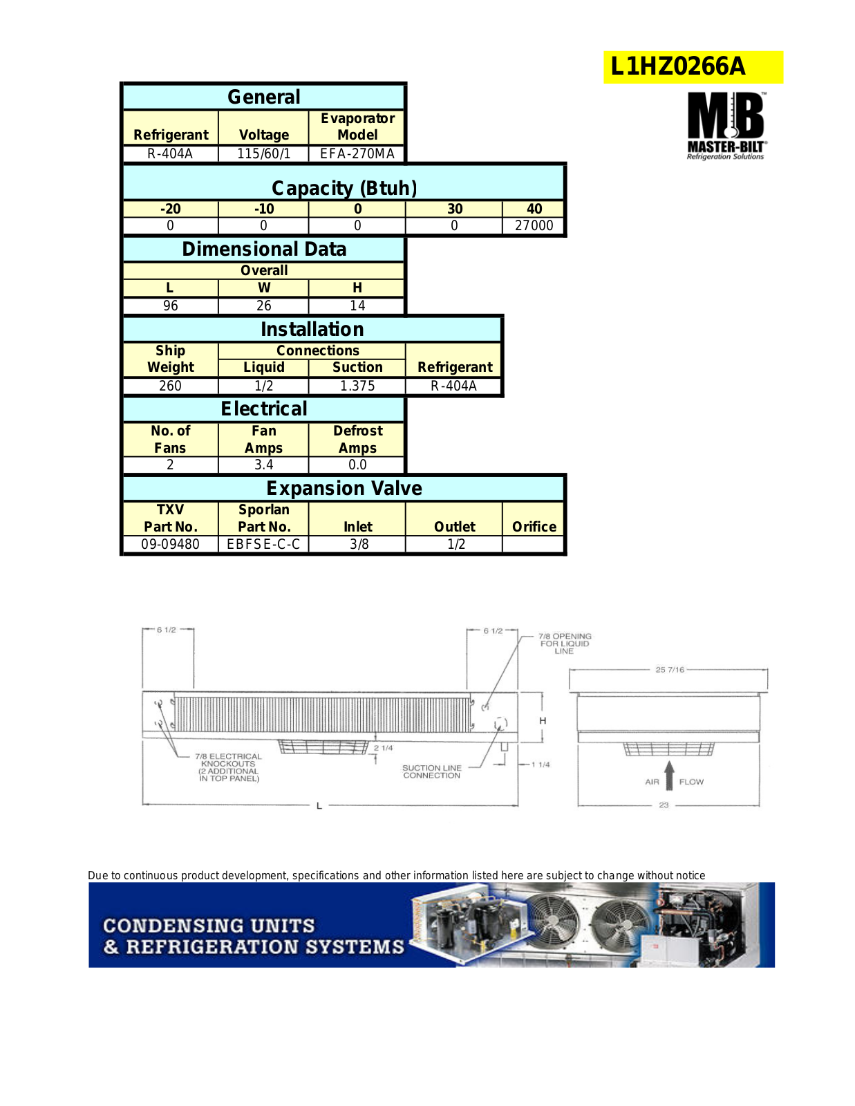 Master-Bilt EFA-270MA User Manual