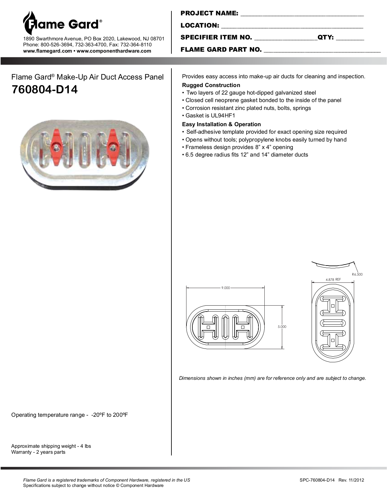 Flame Gard 760804-D14 User Manual