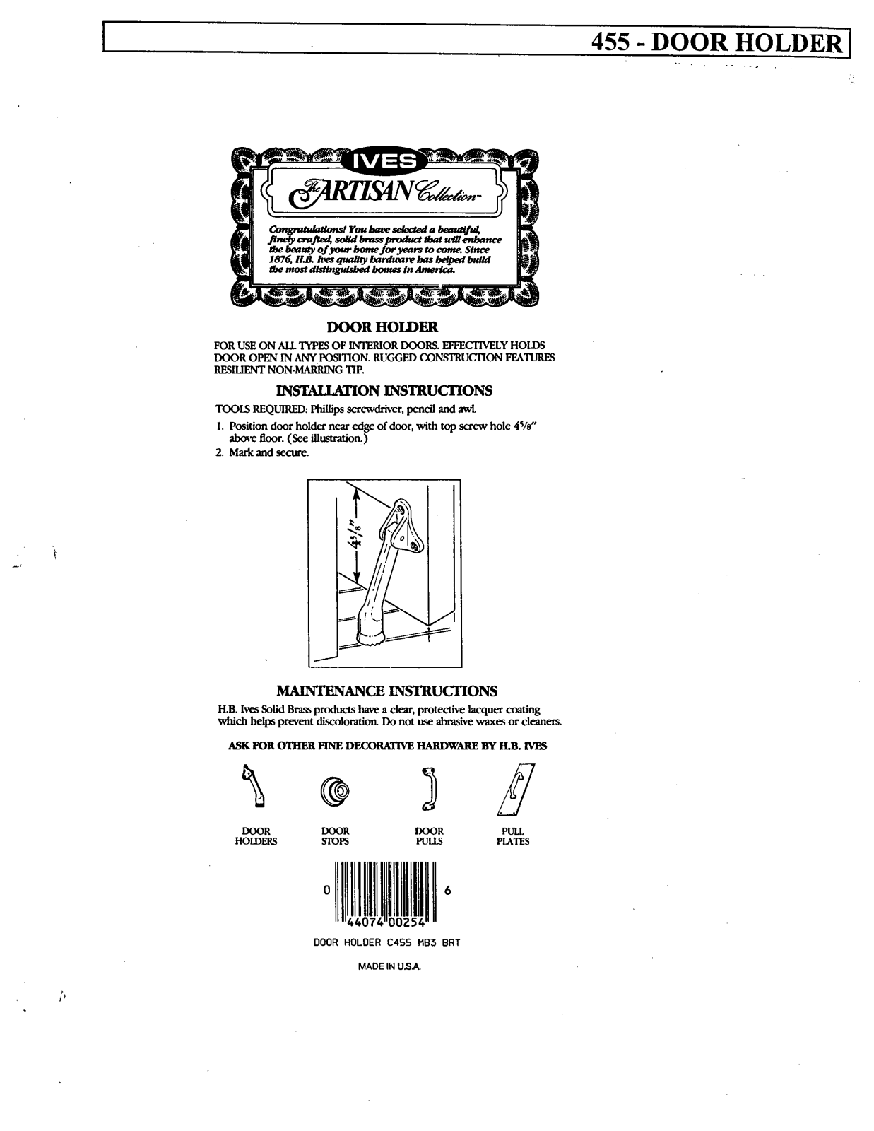 Ives 455 User Manual