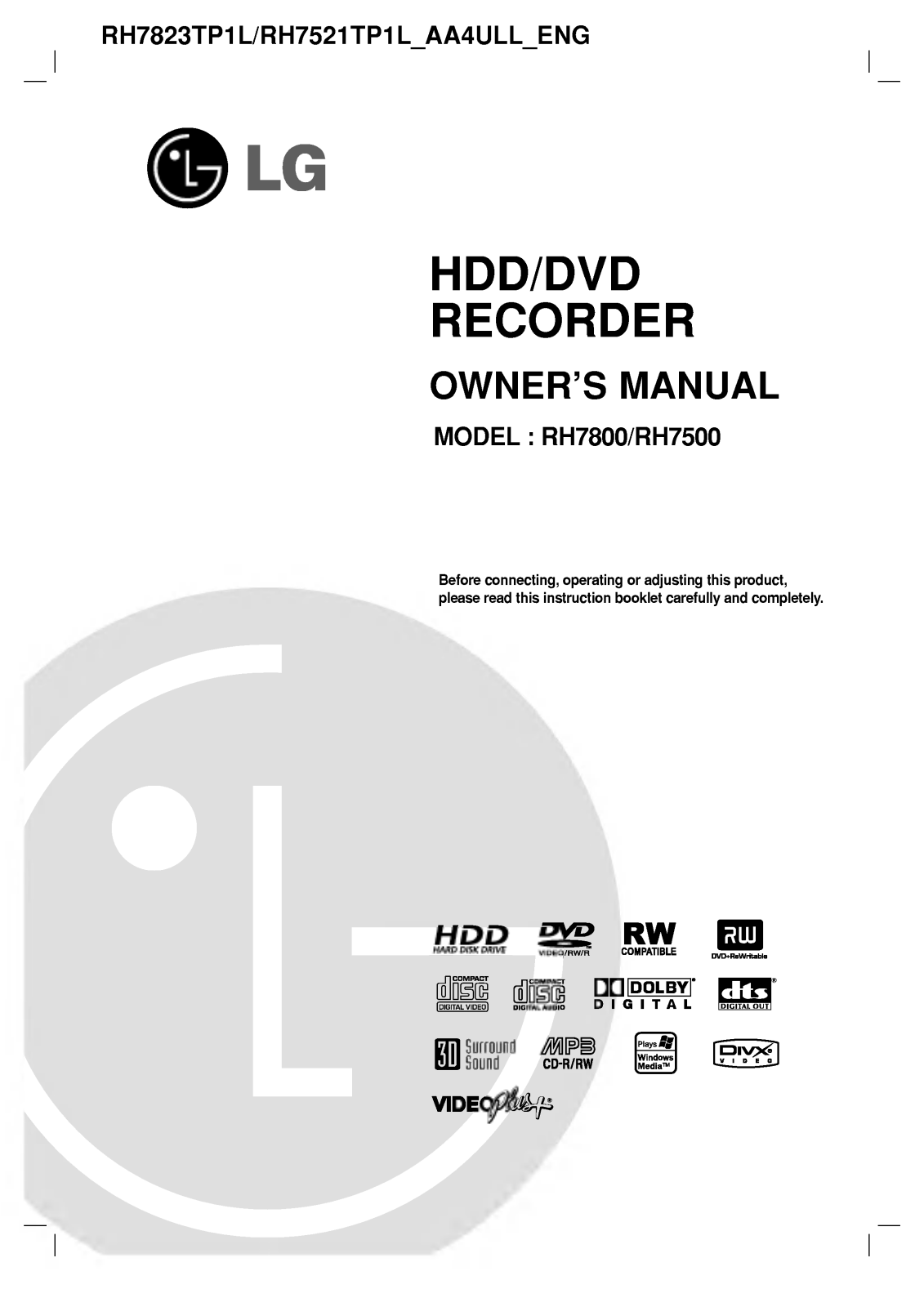 LG RH7521TP1L Owner’s Manual