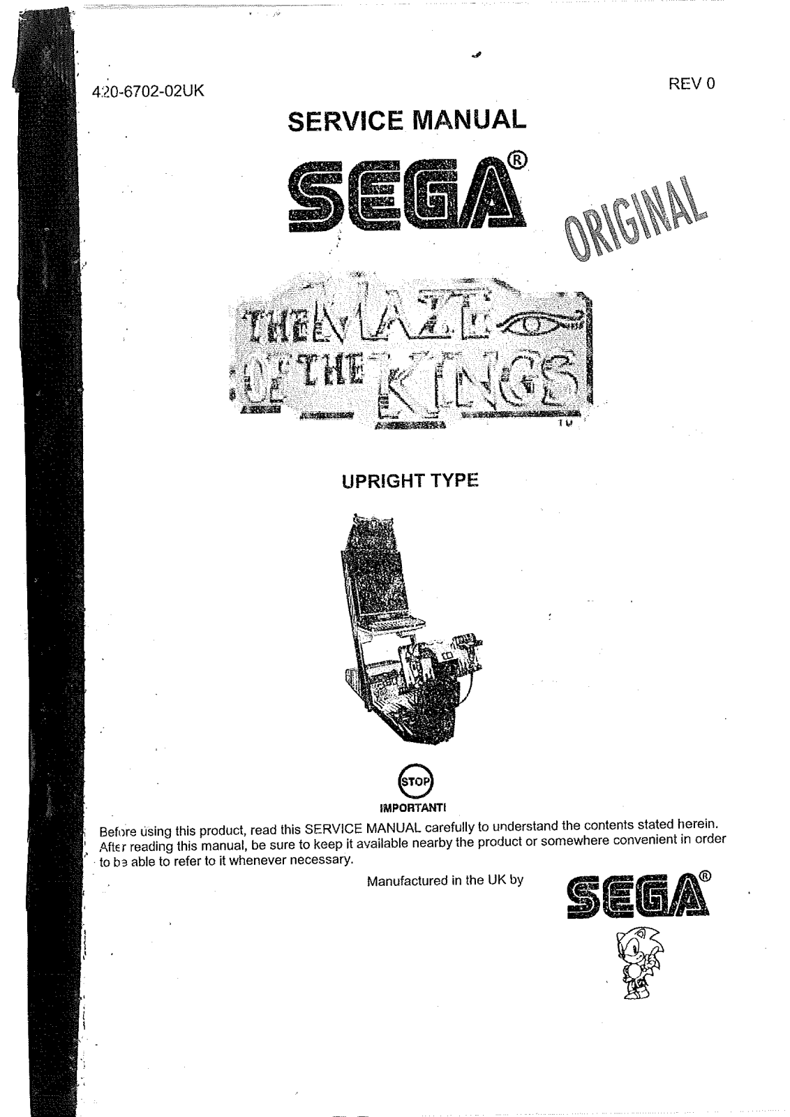 Sega MAZE OF THE KING UR User Manual