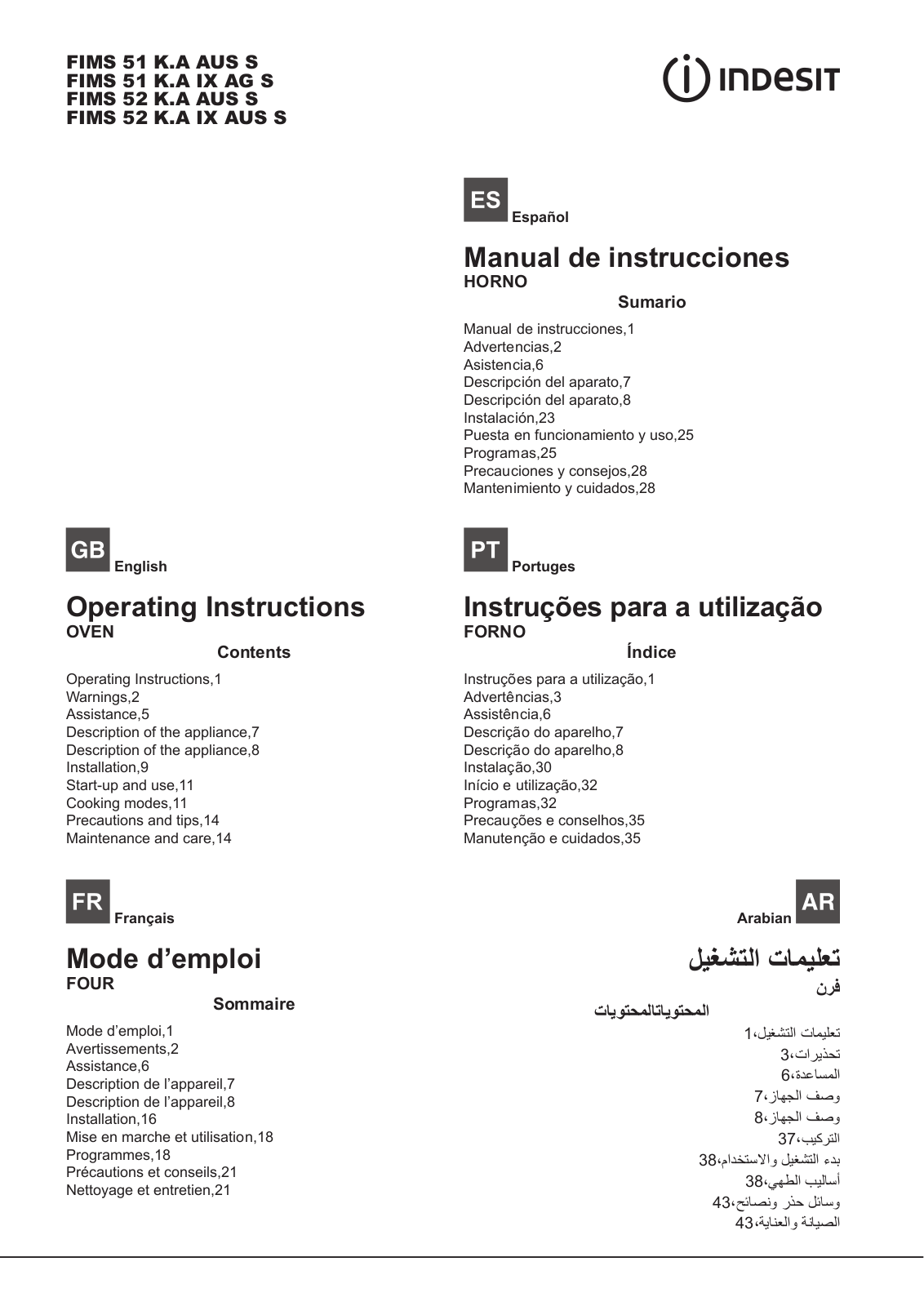 INDESIT FIMS 52 K.A IX AUS S User Manual