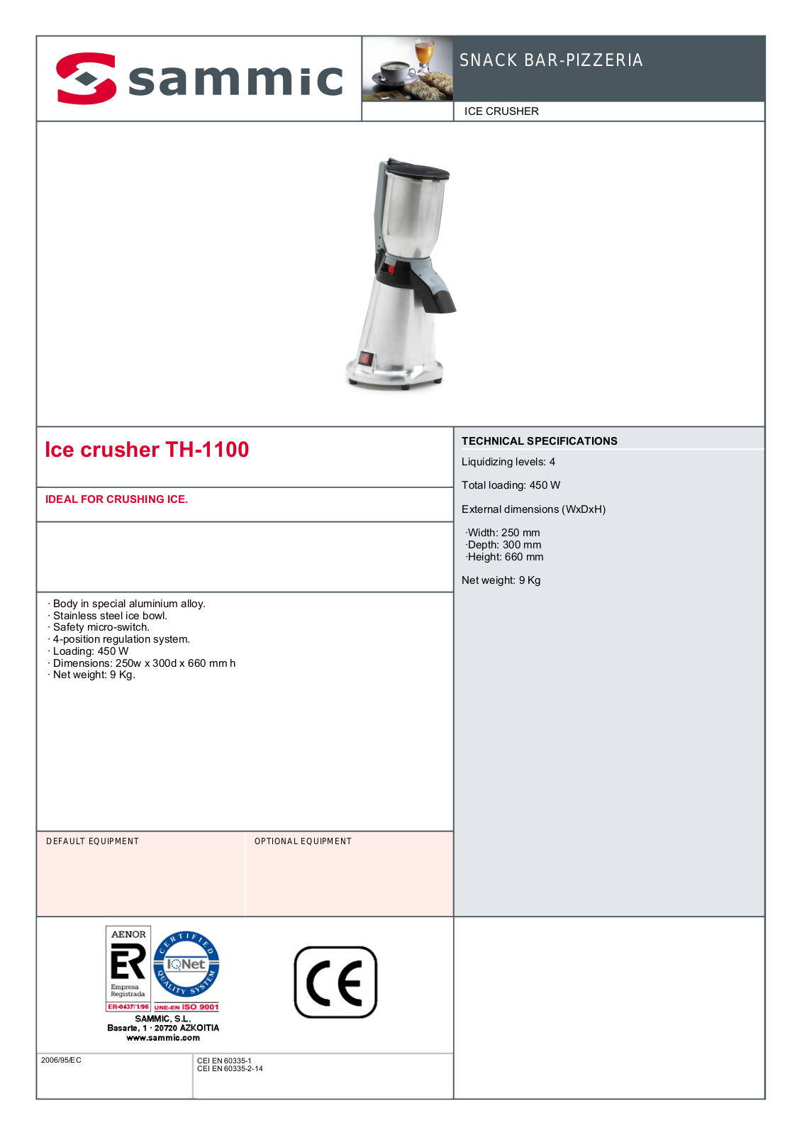 Sammic TH-1100 User Manual