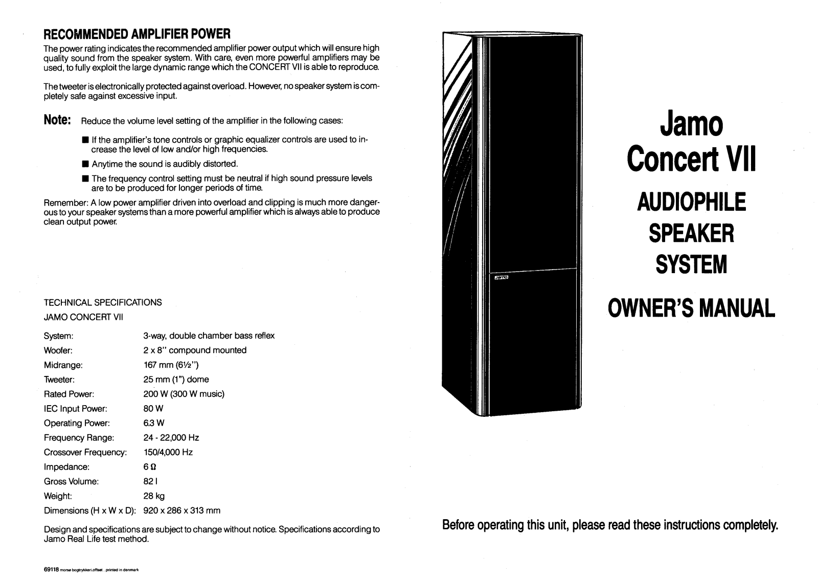 JAMO CONCERT VII User Manual