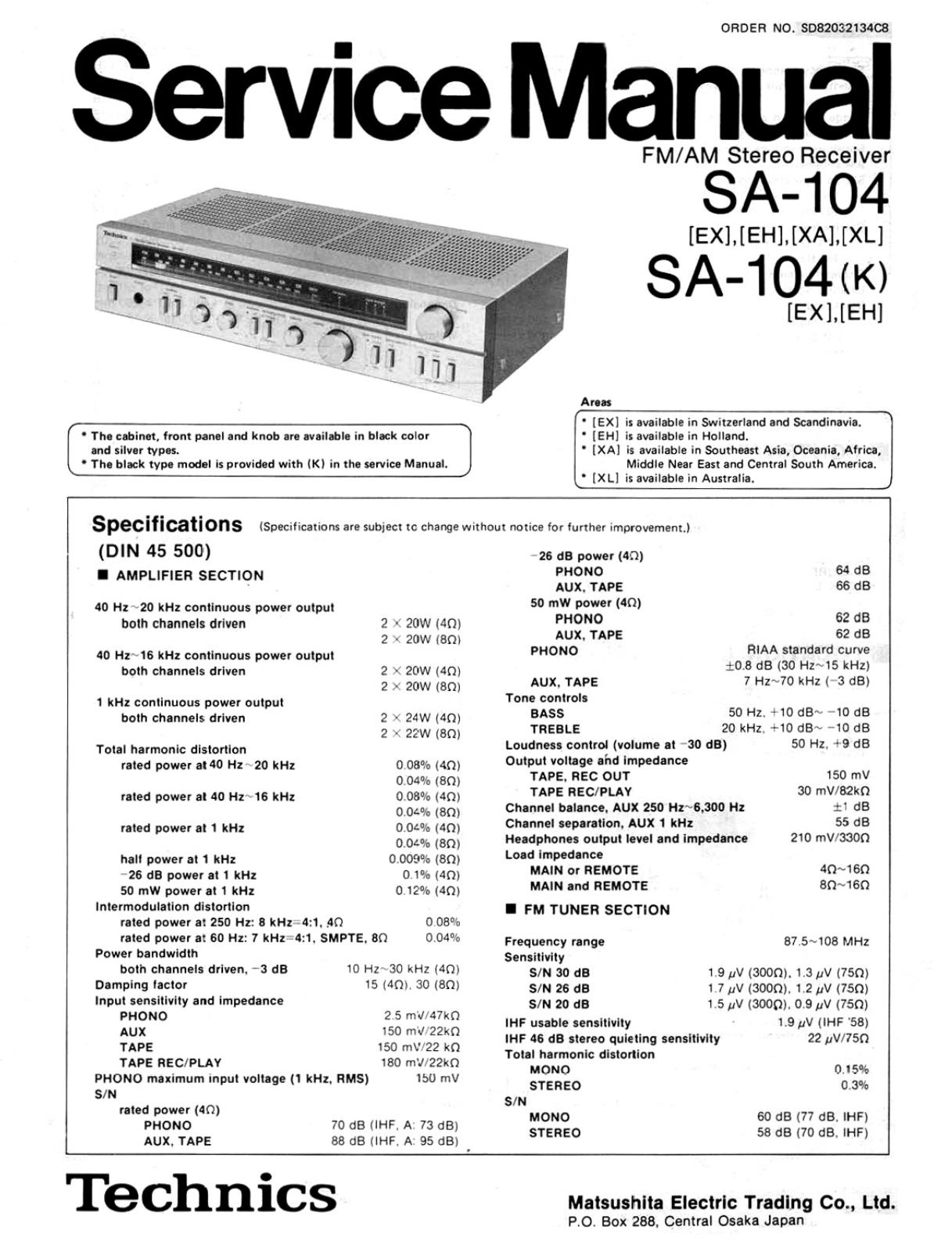 Technics SA-104 Service manual