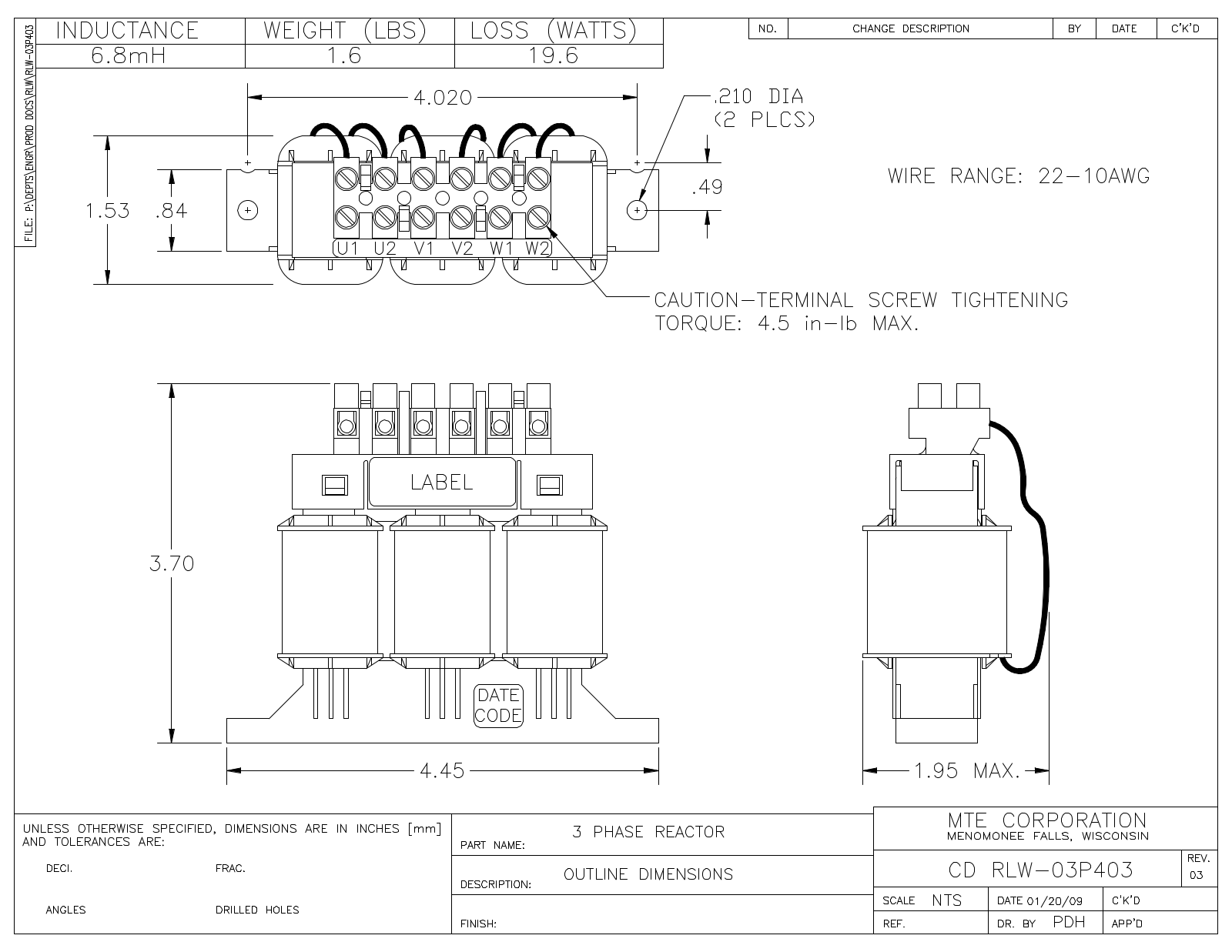 MTE RLW-03P403 CAD Drawings