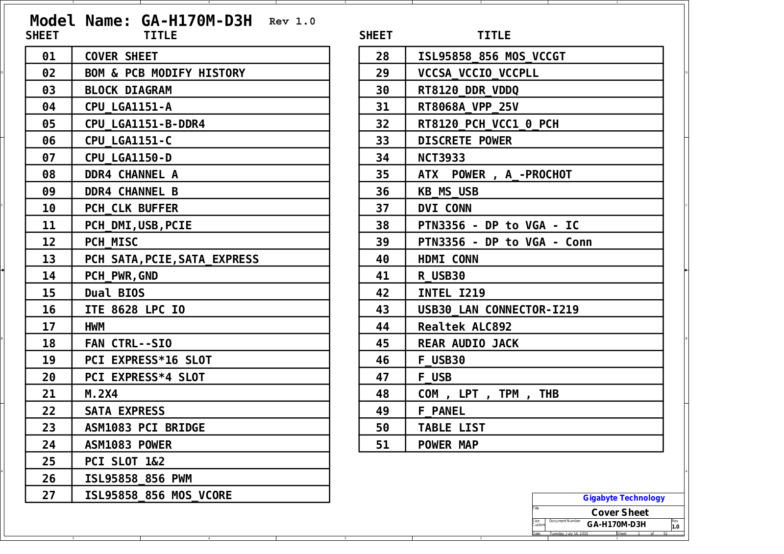 Gigabyte GA-H170M-D3H Schematic rev.1.0