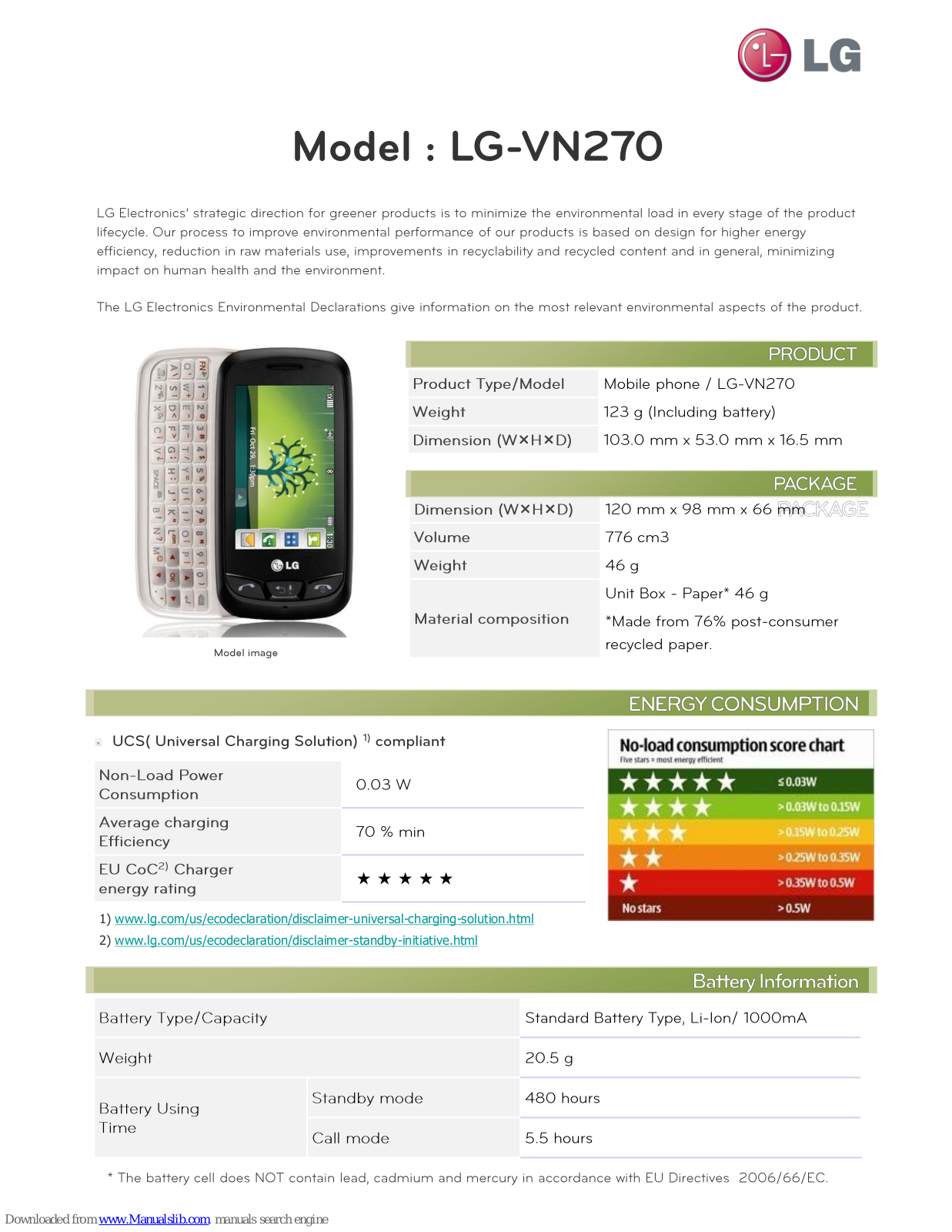 LG VN270TG, VN270, LG-VN270 Owner's Manual