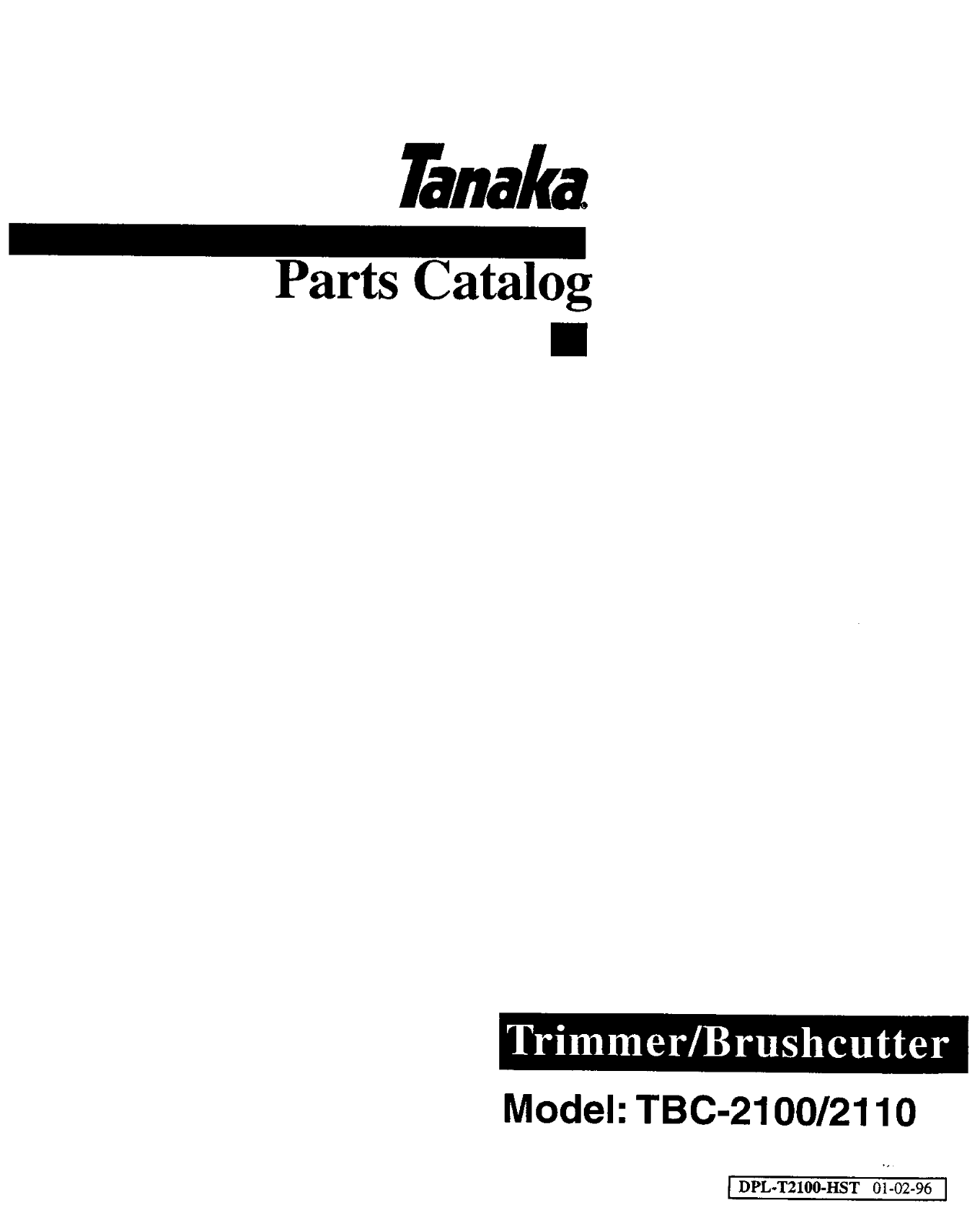 Tanaka TBC-2100, TBC-2110 User Manual