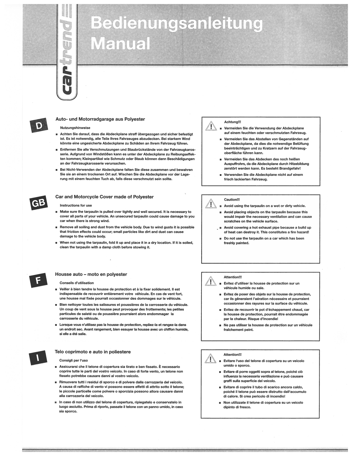 cartrend 70339, 70340, 70341, 70338 User manual