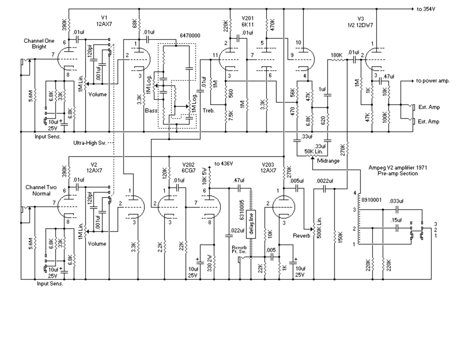 Ampeg v 2 1971 schematic