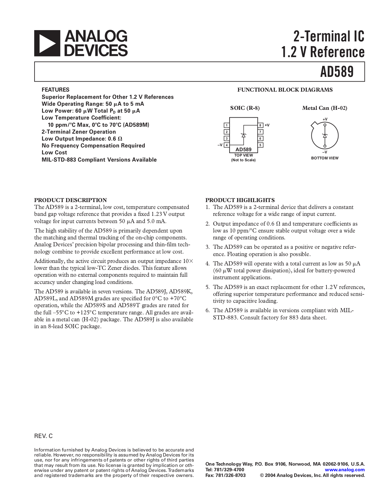 Analog Devices AD589 c Datasheet