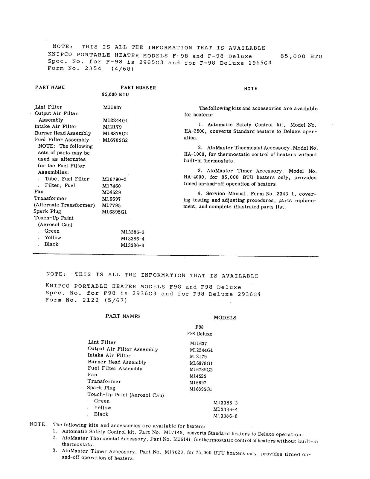 Desa Tech F98, F98D Owner's Manual