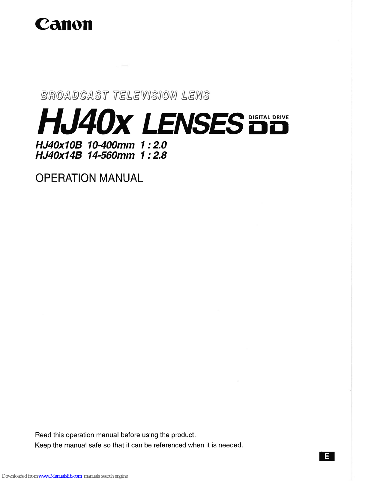 Canon HJ40x10B, HJ40x14B Operation Manual