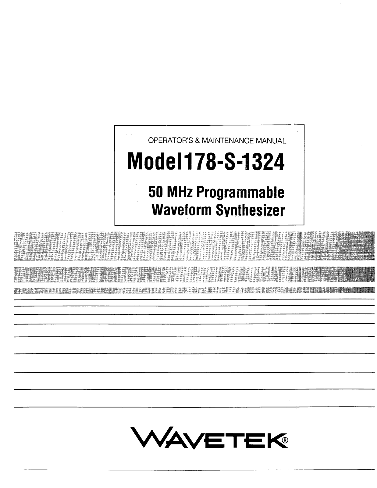 Wavetek 178-S Service manual