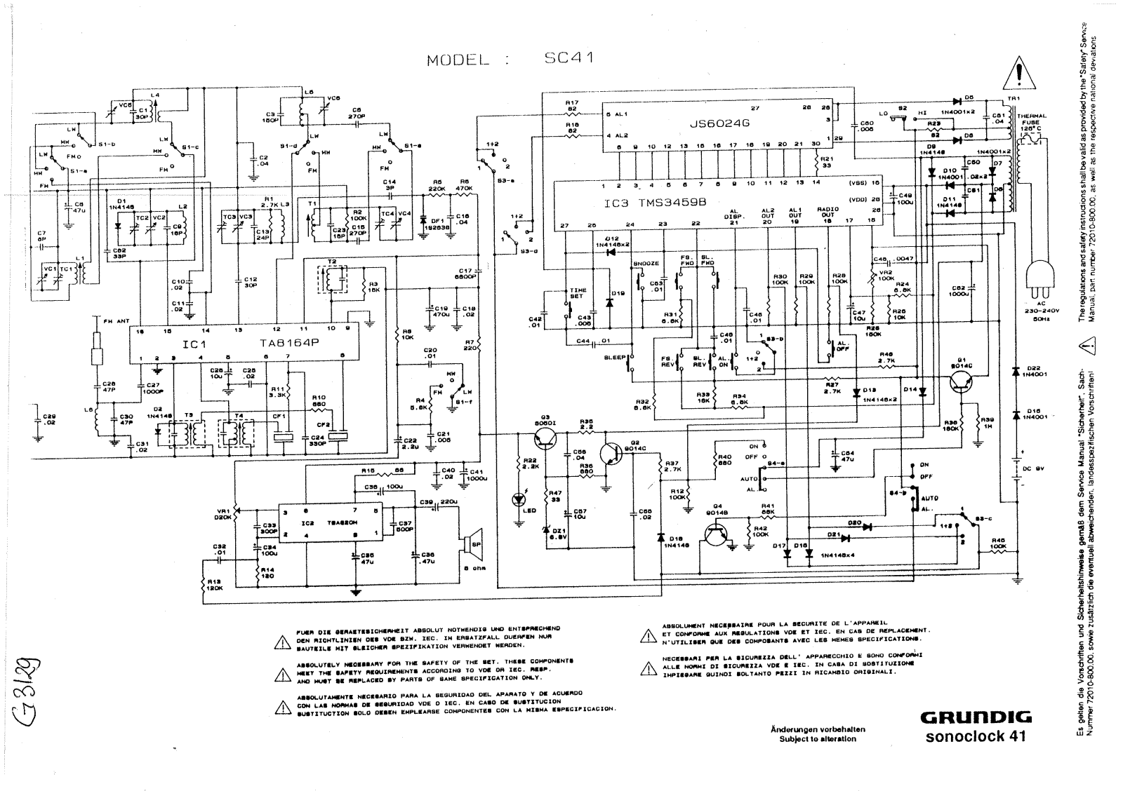 Grundig Sonoclock-41 Schematic