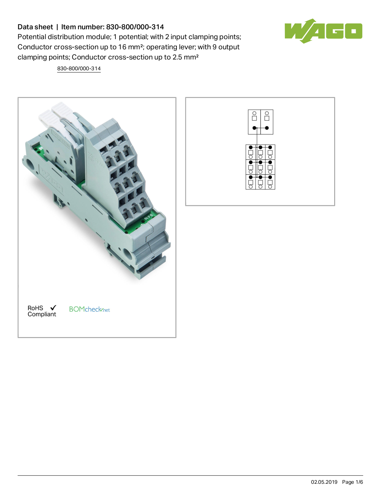 Wago 830-800/000-314 Data Sheet