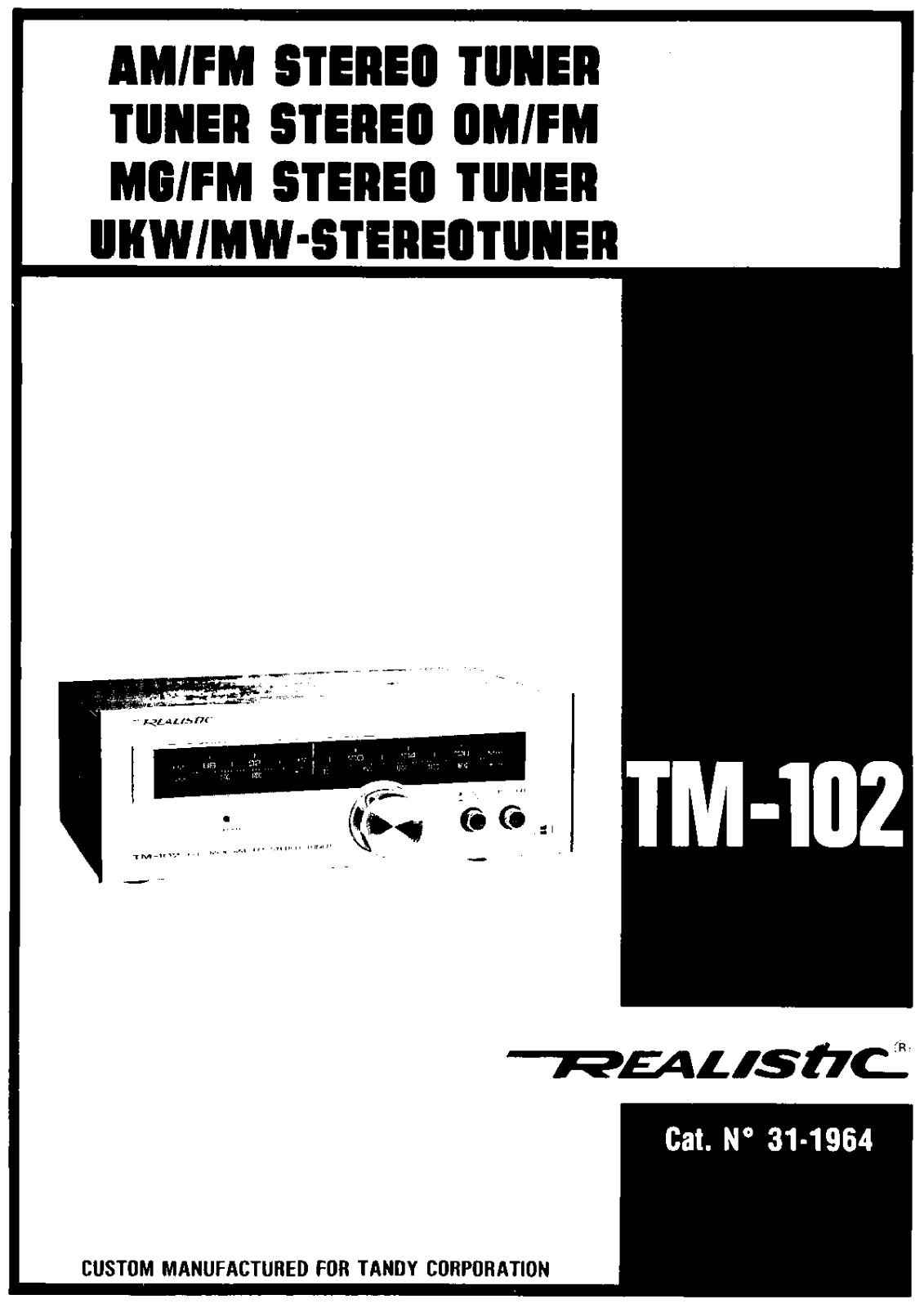 Realistic   RadioShack TM-102 Owners Manual