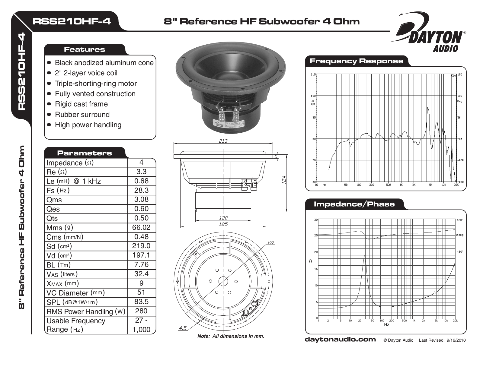 Dayton RSS210HF-4 User Manual