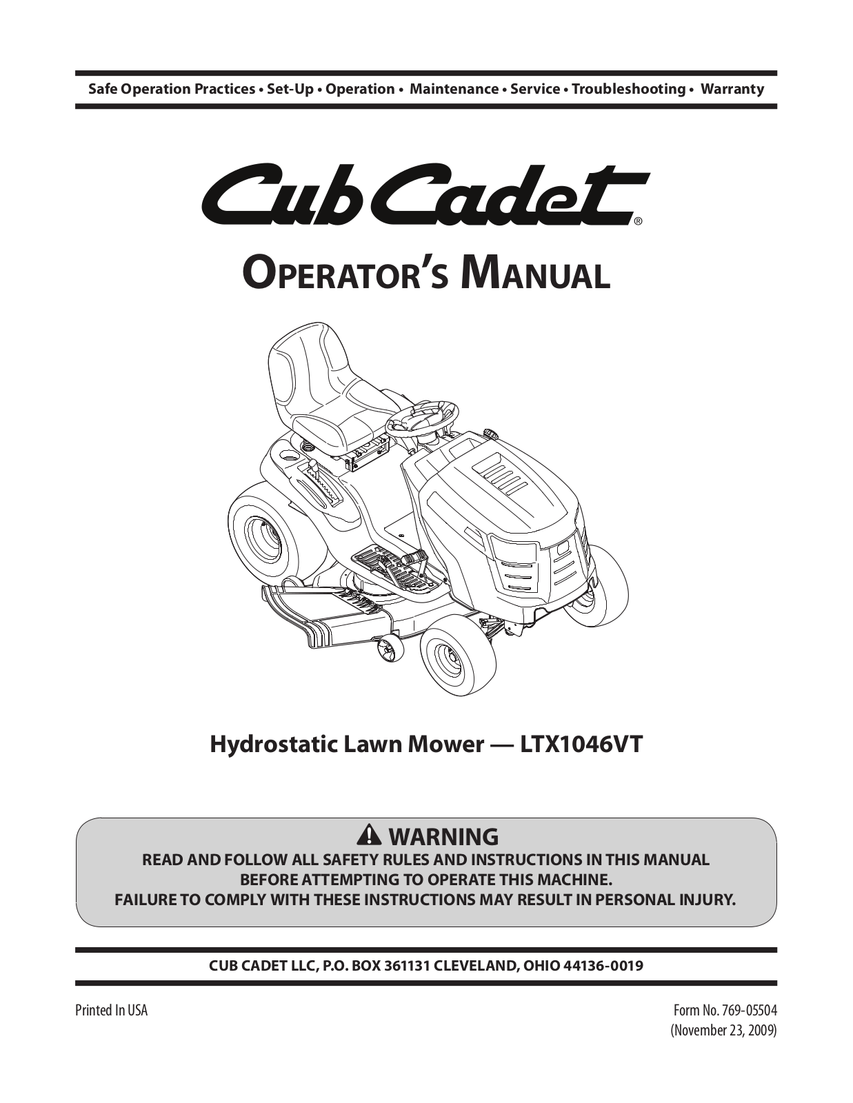 Cub cadet LTX1046VT User Manual