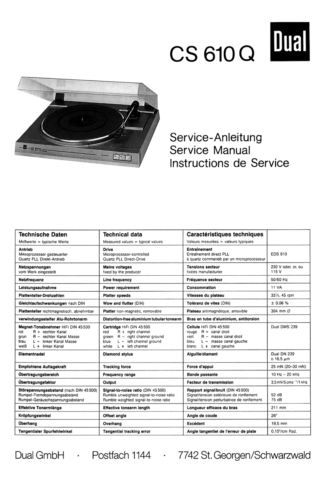 Dual CS-610-Q Service manual