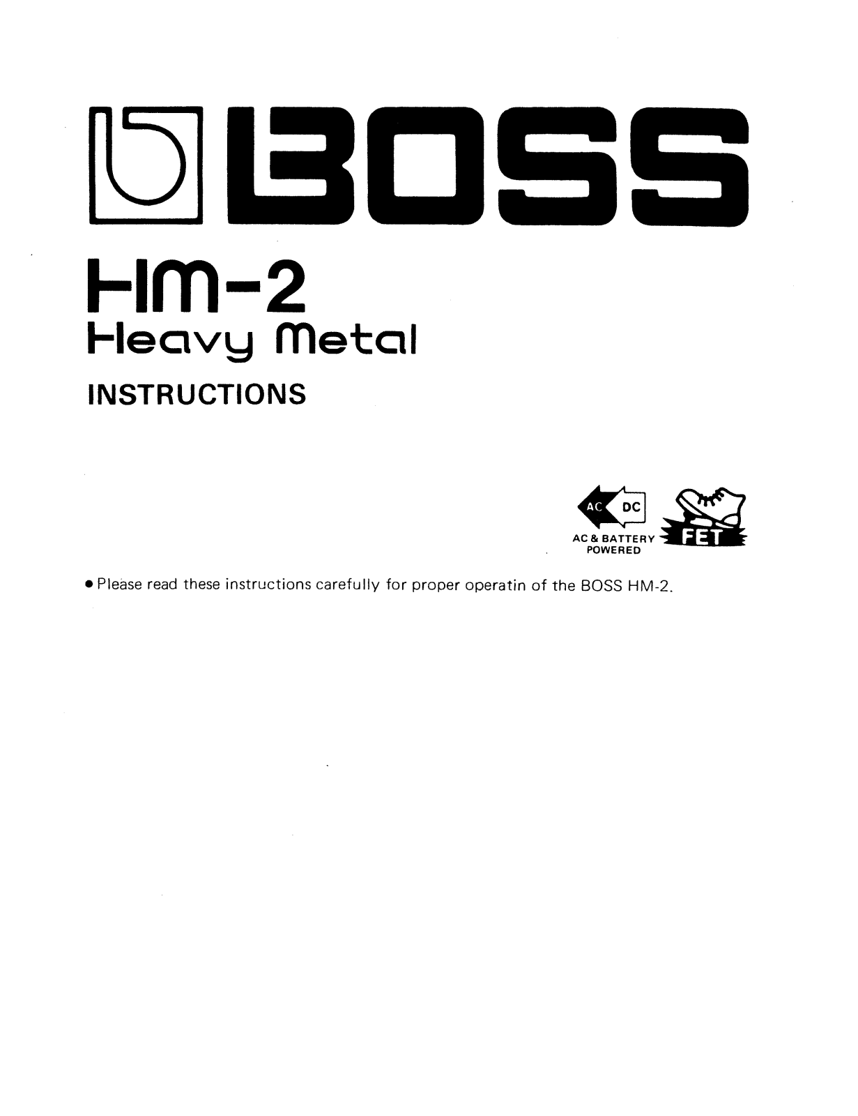 Roland Corporation HM-2 Owner's Manual